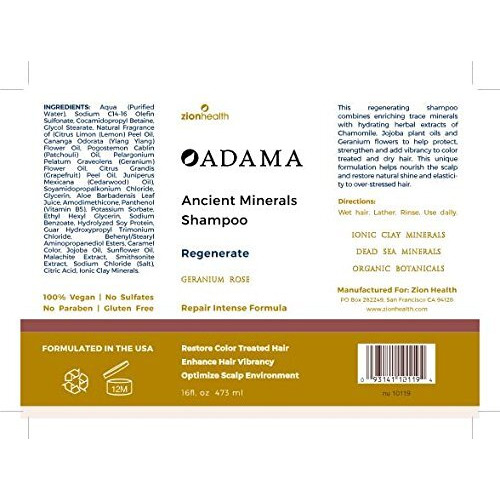 Zion Health Ancient Minerals Shampoo, Geranium Rose, 16 fl oz (473 ml)