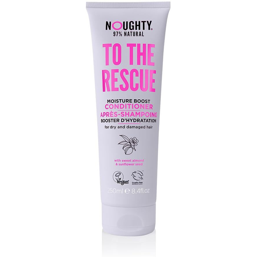 Noughty 97% Natural To The Rescue Moisture Boost Conditioner, to Gently Cleanse and Replenish Lost Moisture with Sweet Almond and Sunflower Seed, Sulphate Free Vegan Haircare 250ml