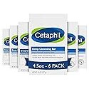 Cetaphil Bar Soap, Deep Cleansing Face and Body Bar, Pack of 6, For Dry to Normal, Sensitive Skin, Soap Free, Hypoallergenic, Paraben Free, Removes Makeup, Dirt and Oil