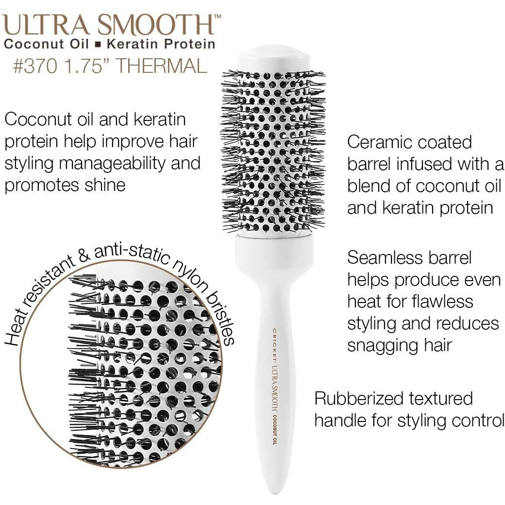Ultra Smooth Coconut Thermal Brush - 370 by Cricket for Unisex - 1.75 Inch Hair Brush
