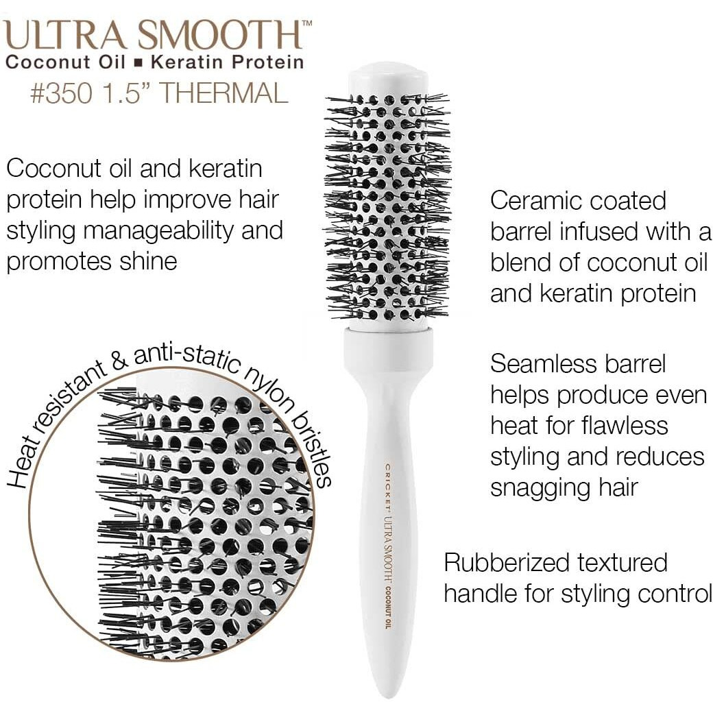 Ultra Smooth Coconut Thermal Brush - 350 by Cricket for Unisex - 1.5 Inch Hair Brush