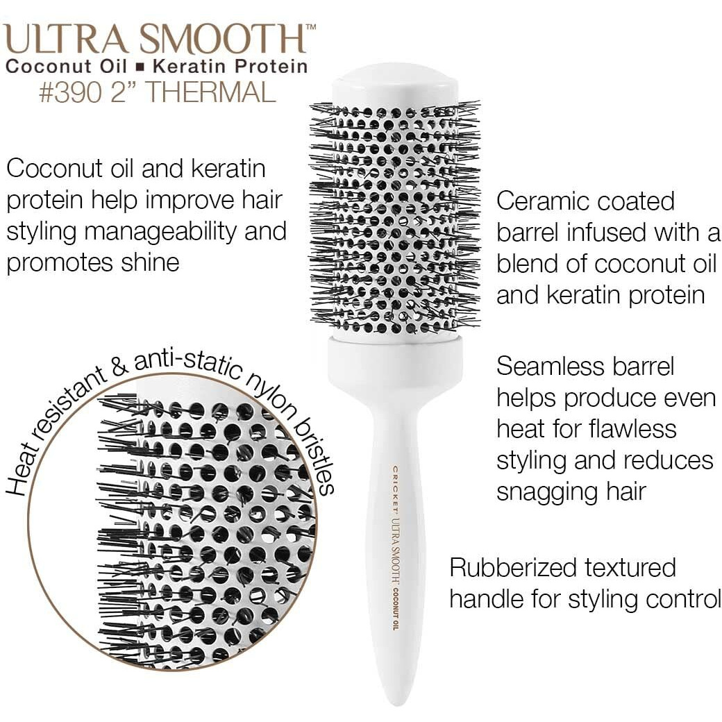 Ultra Smooth Coconut Thermal Brush - 390 by Cricket for Unisex - 2 Inch Hair Brush