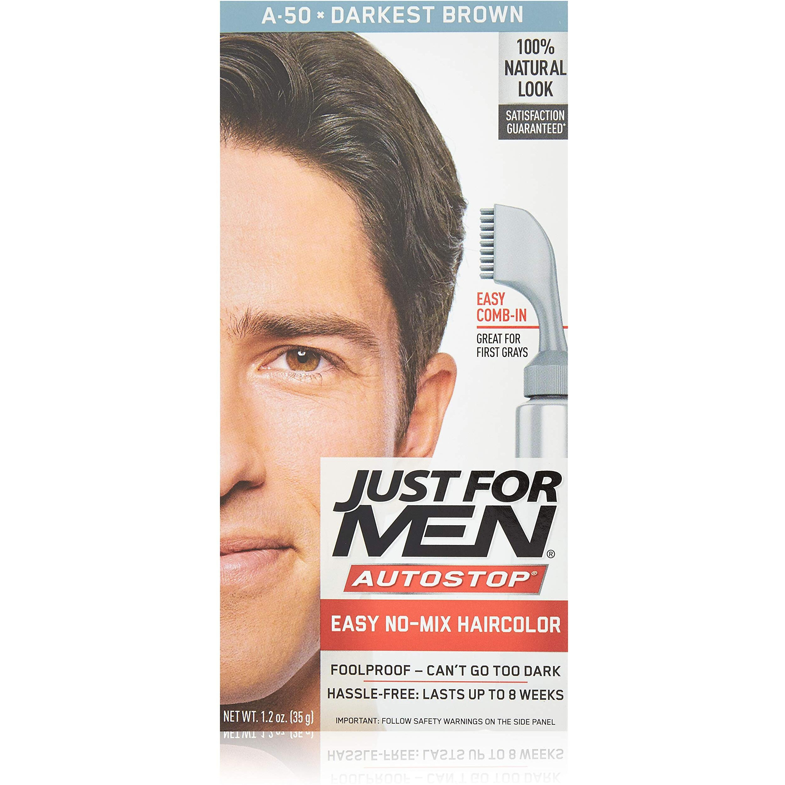 Just For Men Auto Stop Hair Color - Darkest Brown A-50 Just For Men Hair Color Men 1 Application (Pack of 3)