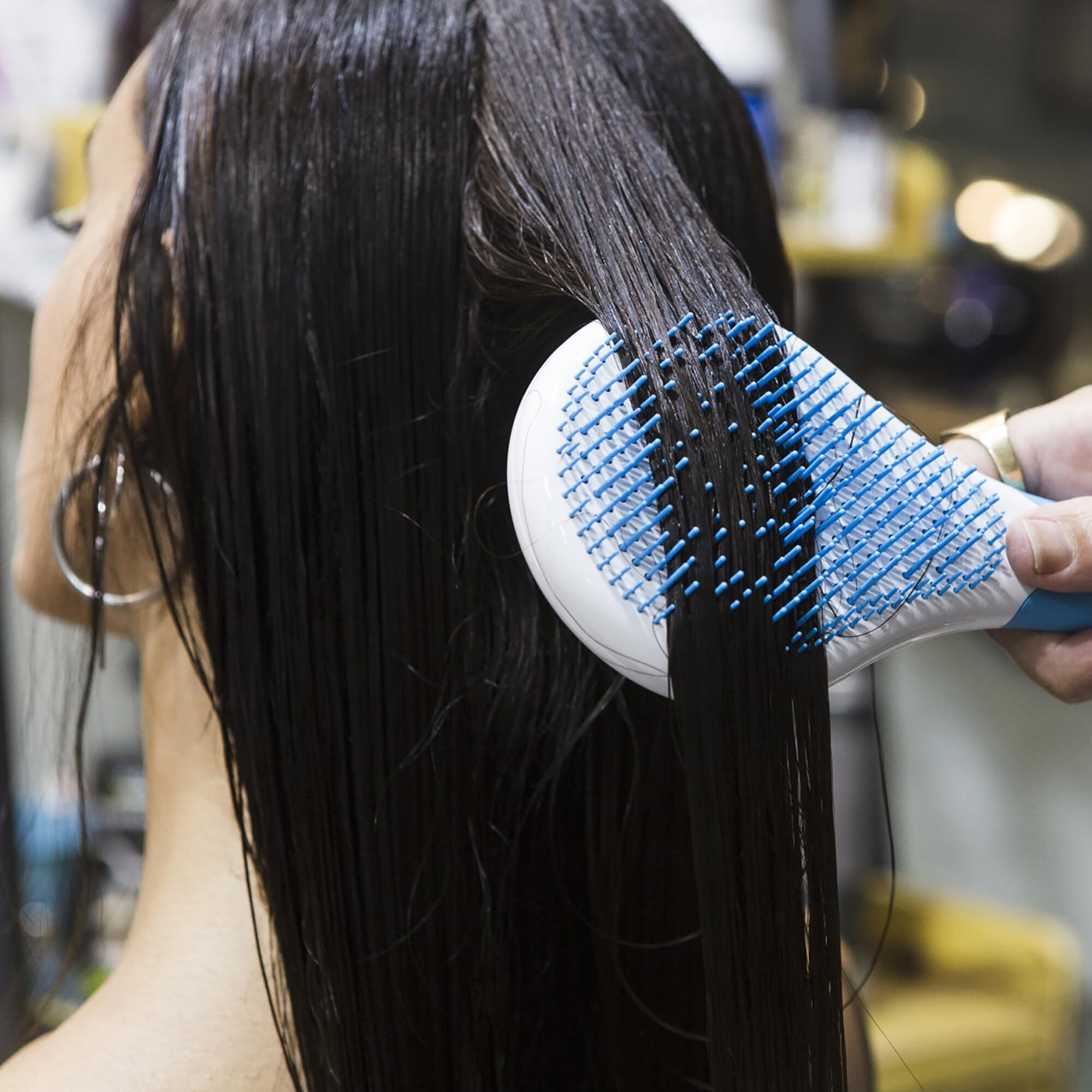 Wet and Dry Hair Detangler Thick and Curly Hair - Blue-White by Michel Mercier for Women - 1 Pc Hair Brush