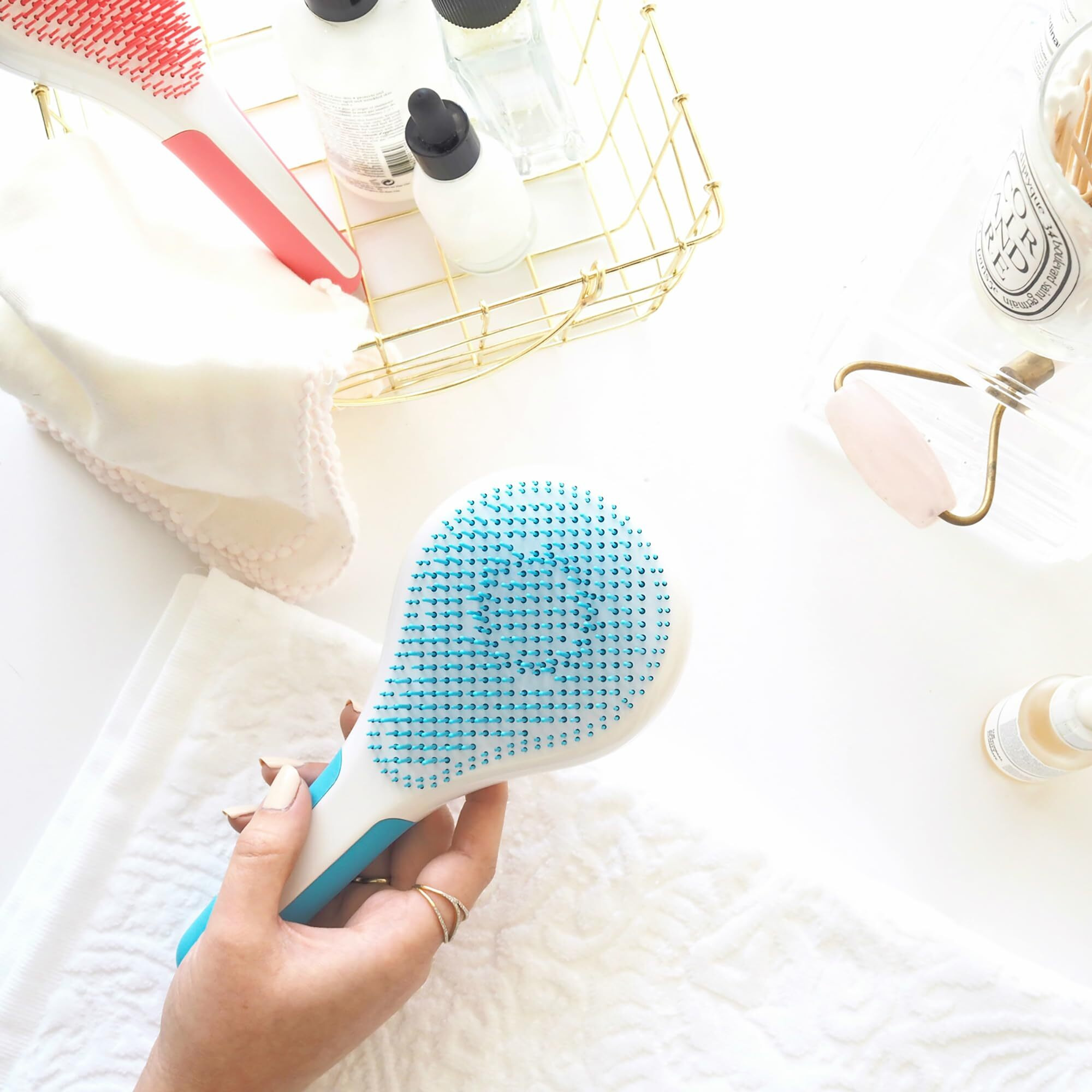 Wet and Dry Hair Detangler Thick and Curly Hair - Blue-White by Michel Mercier for Women - 1 Pc Hair Brush