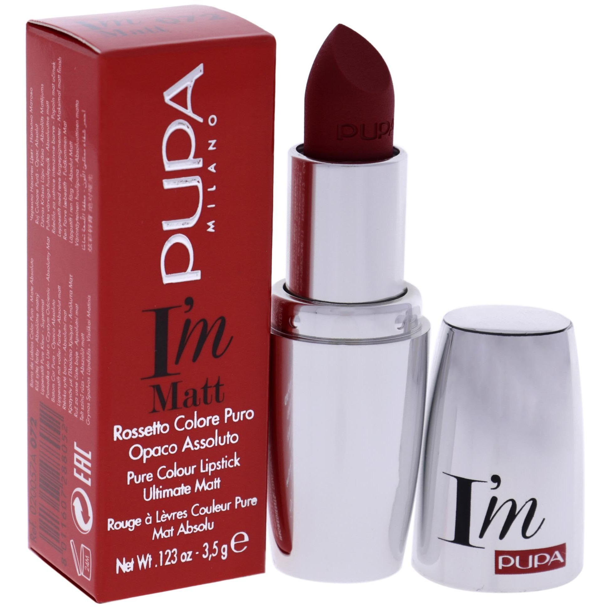 I Am Matt Pure Colour Lipstick - 072 Velvet Ruby by Pupa Milano for Women - 0.123 oz Lipstick