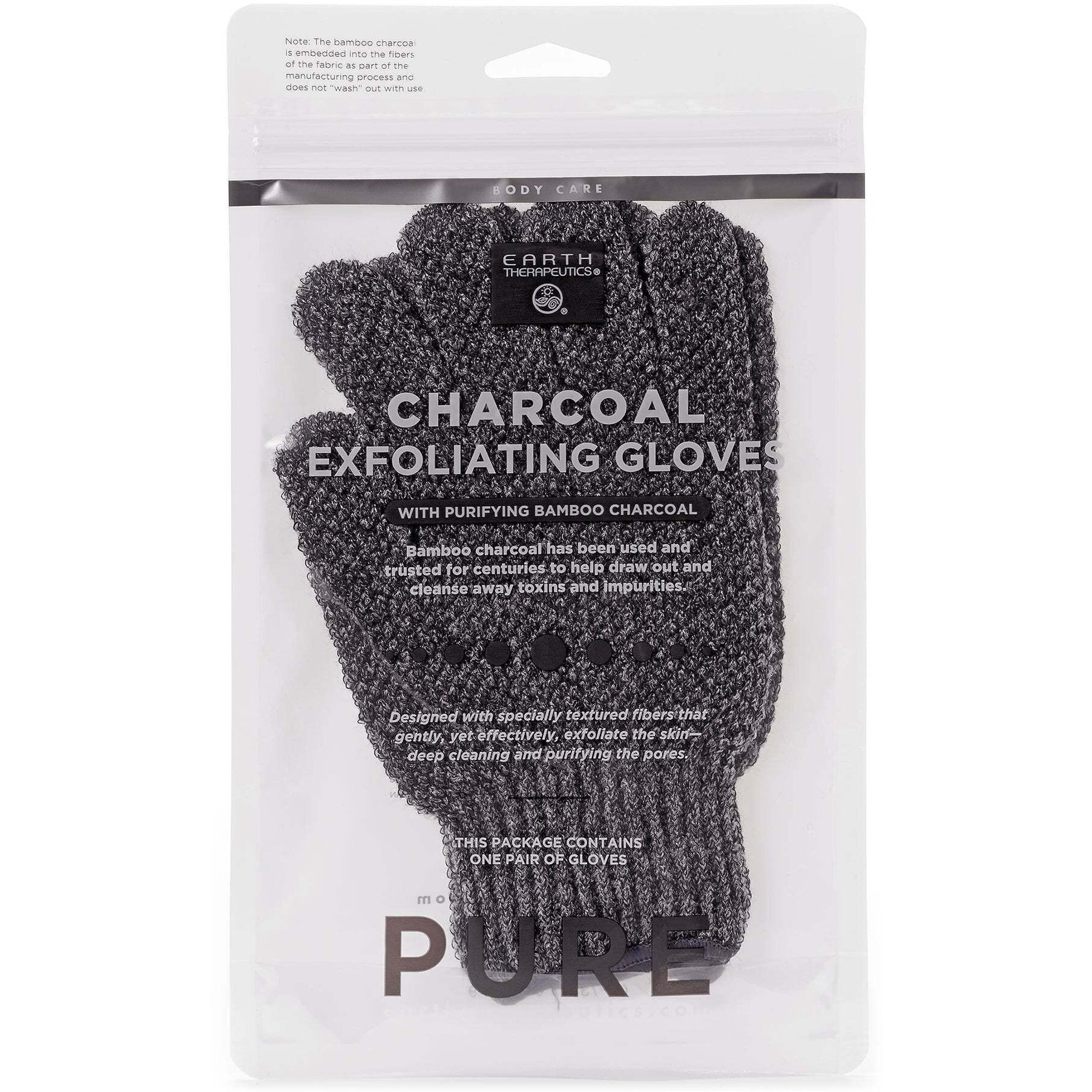 Earth Therapeutics Purifying Exfoliating Gloves - Charcoal