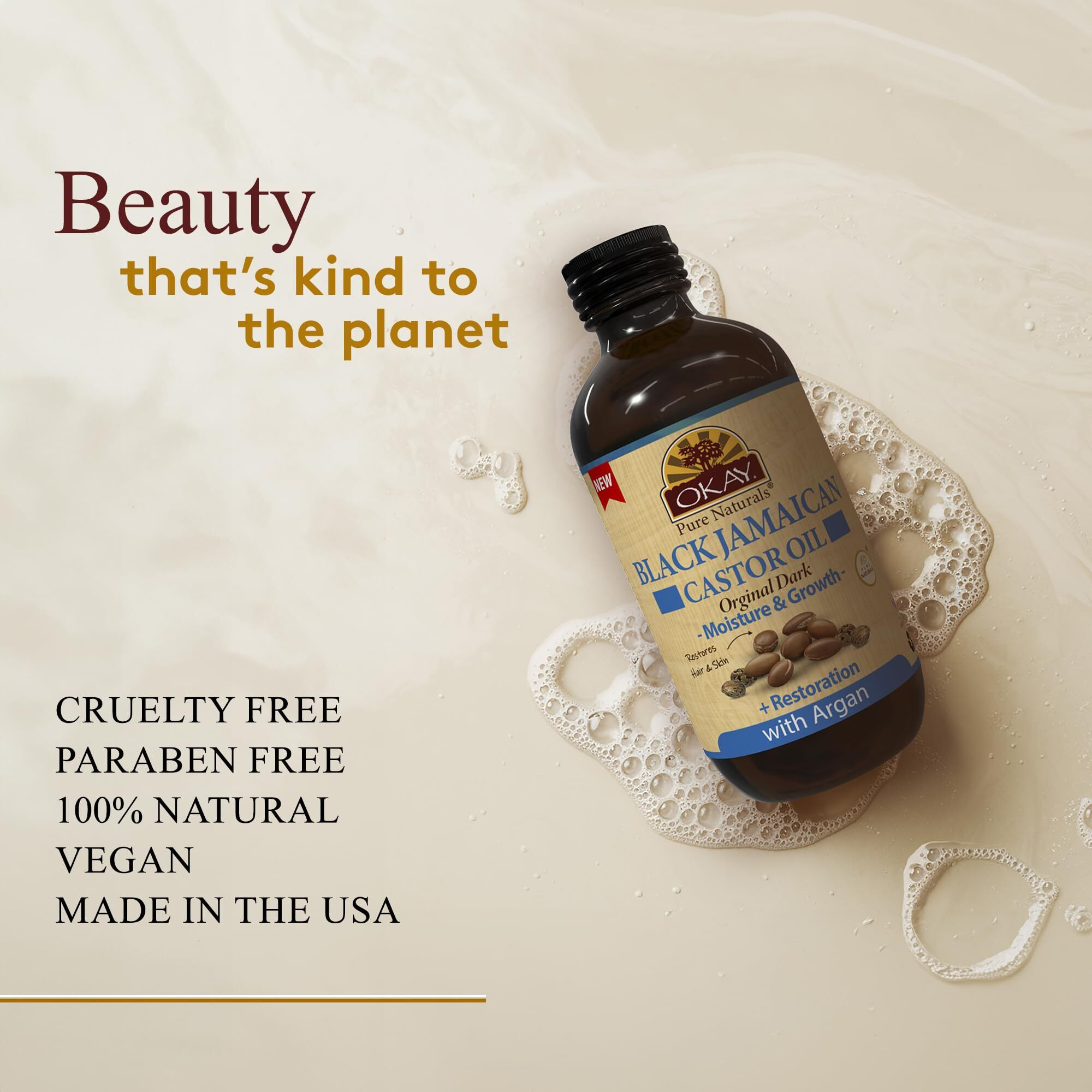 OKAY BLACK JAMAICAN CASTOR OIL ORIGINAL DARK with ARGAN OIL 4oz / 118ml