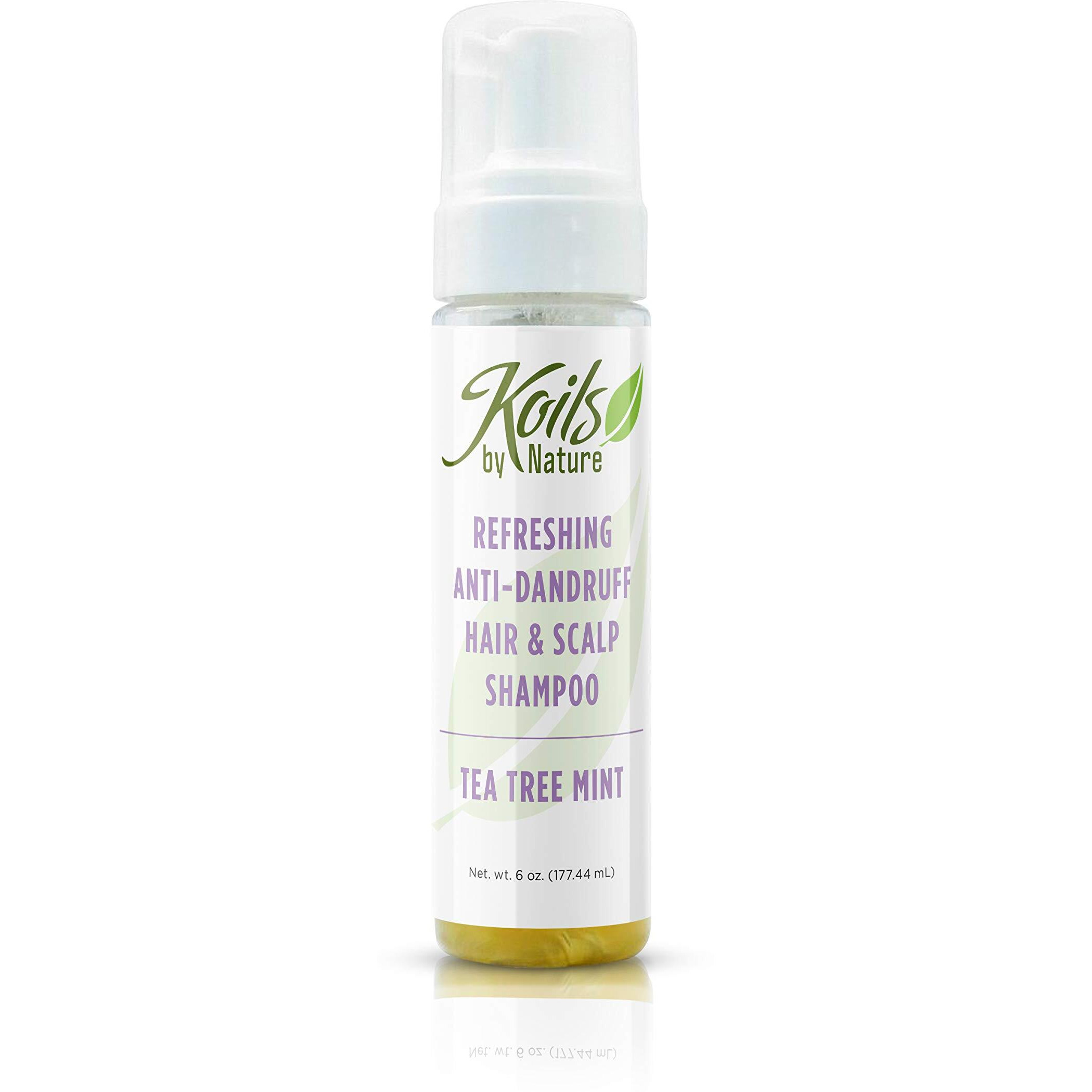 Koils by Nature Refreshing Anti Dandruff Shampoo Tea Tree Mint | 6oz | Relieves Itchy Scalp, Moisturizes Hair & Promotes Hair Growth