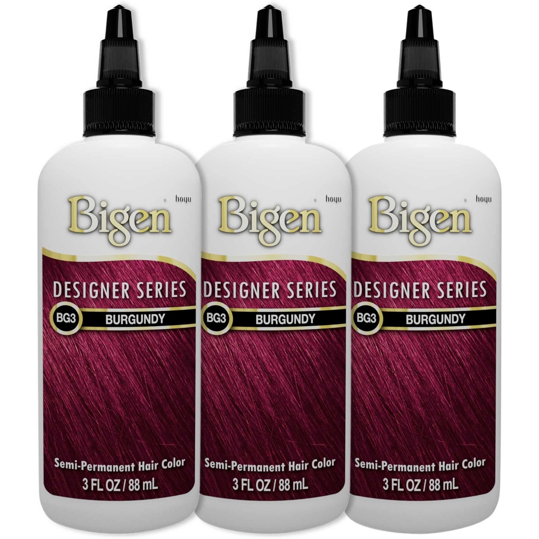 Bigen Semi-Permanent Haircolor Bg3 Burgundy 3 Ounce (88ml) (3 Pack)