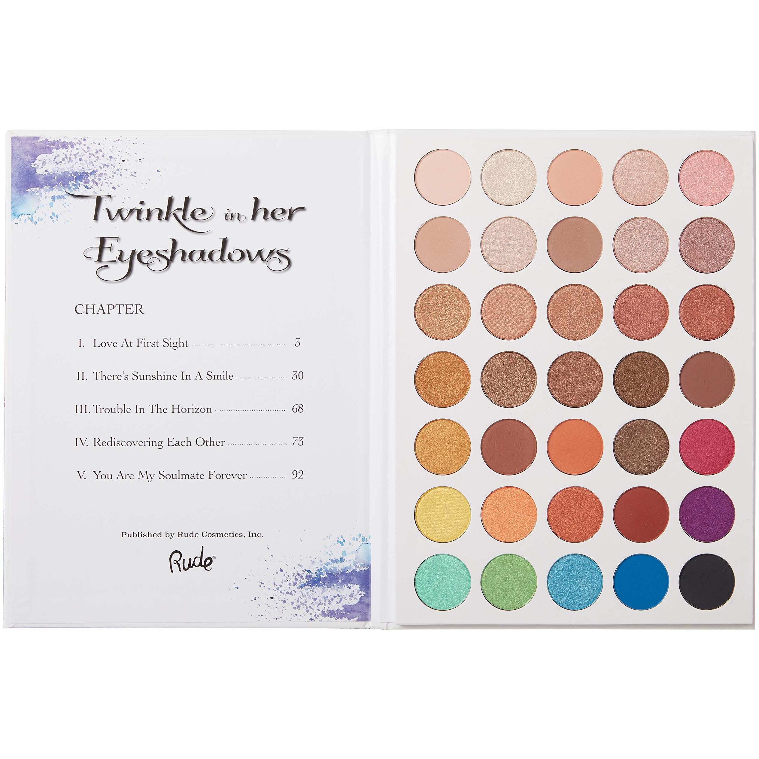 Twinkle In Her 35 Eyeshadows Palette - Book 1 by Rude Cosmetics for Women - 1.34 oz Eye Shadow
