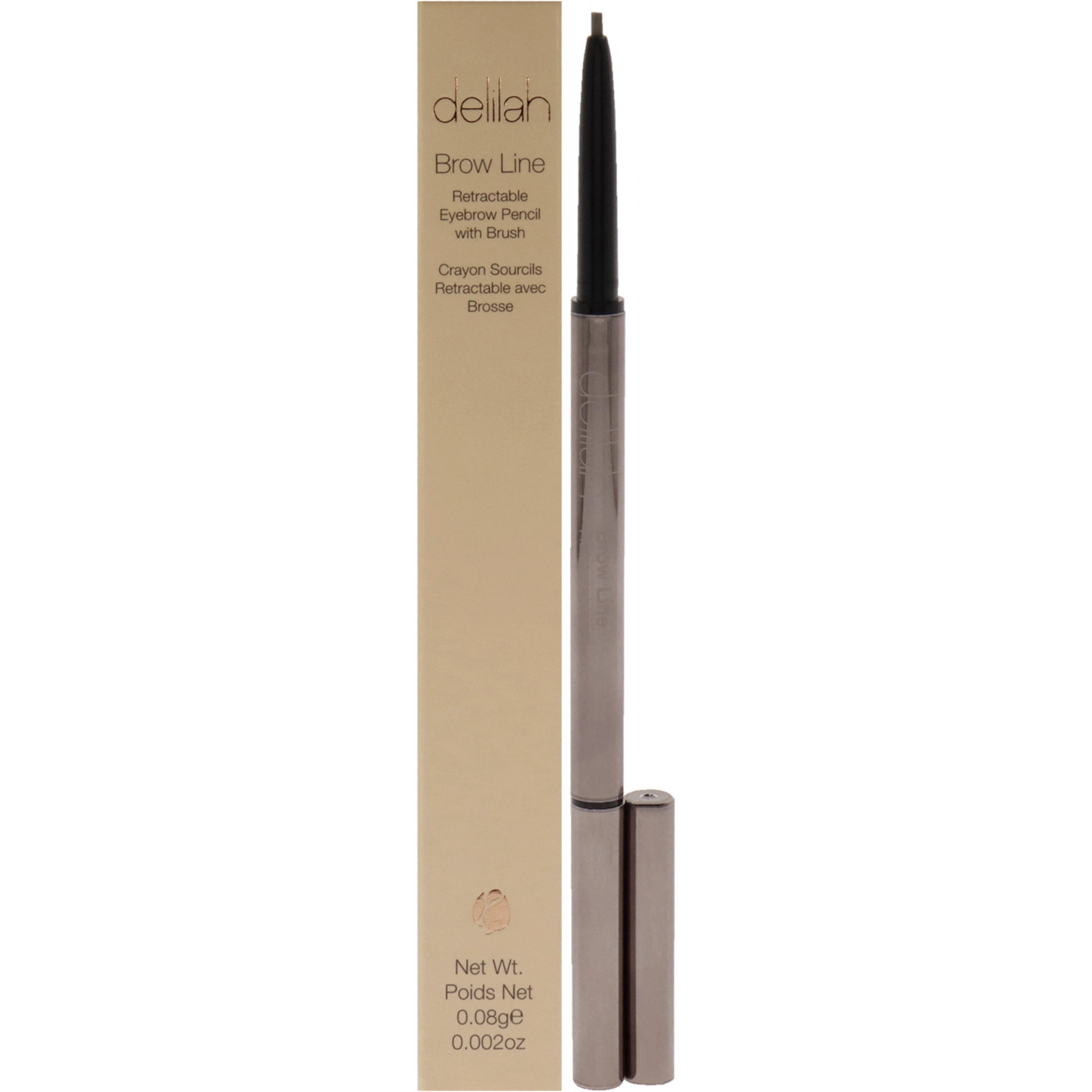 Brow Line Retractable Eyebrow Pencil With Brush - Ash by Delilah for Women - 0.002 oz Eyebrow