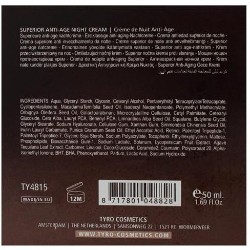 Superior Anti-Age Night Cream by Tyro for Unisex - 1.69 oz Cream