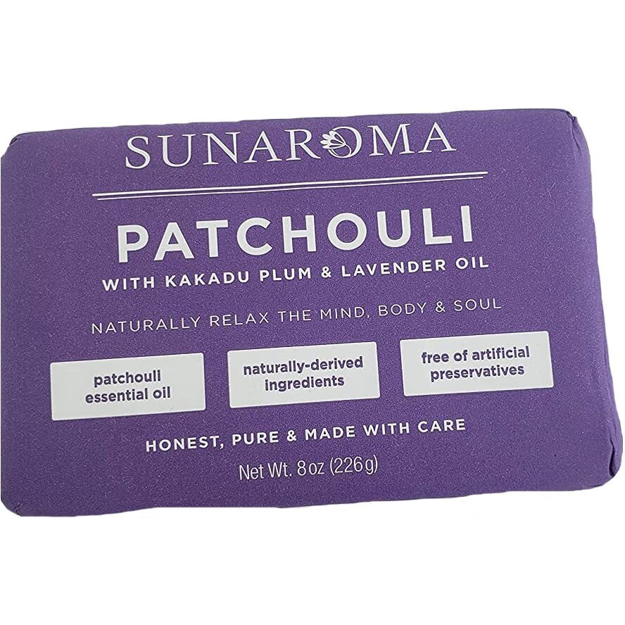 Sunaroma Patchouli Oil & Lavender Body Bar Soap, 8 Ounce (Pack of 3)