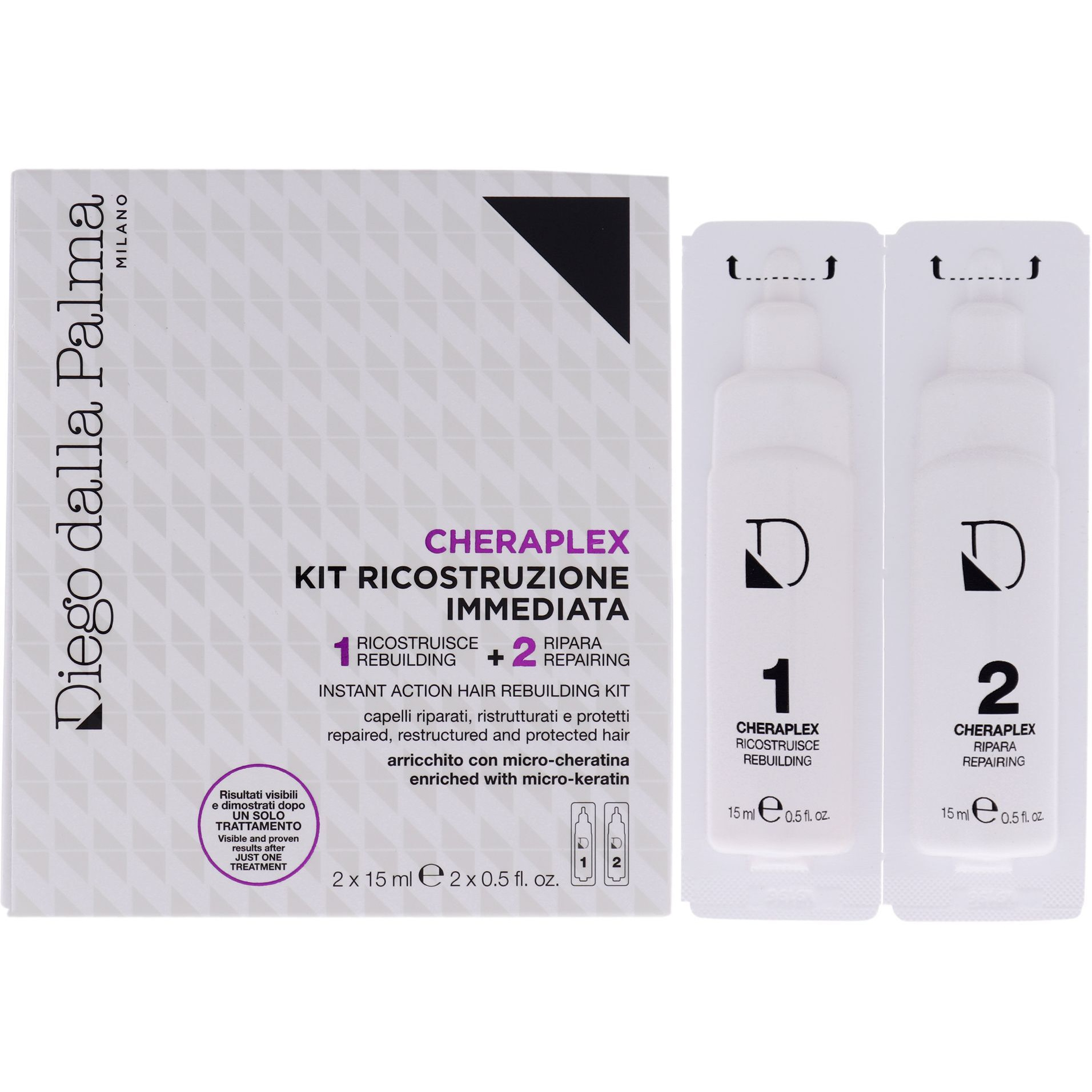 Cheraplex Instant Action Hair Rebuilding Kit by Diego Dalla Palma for Unisex - 2 x 0.5 oz Treatment