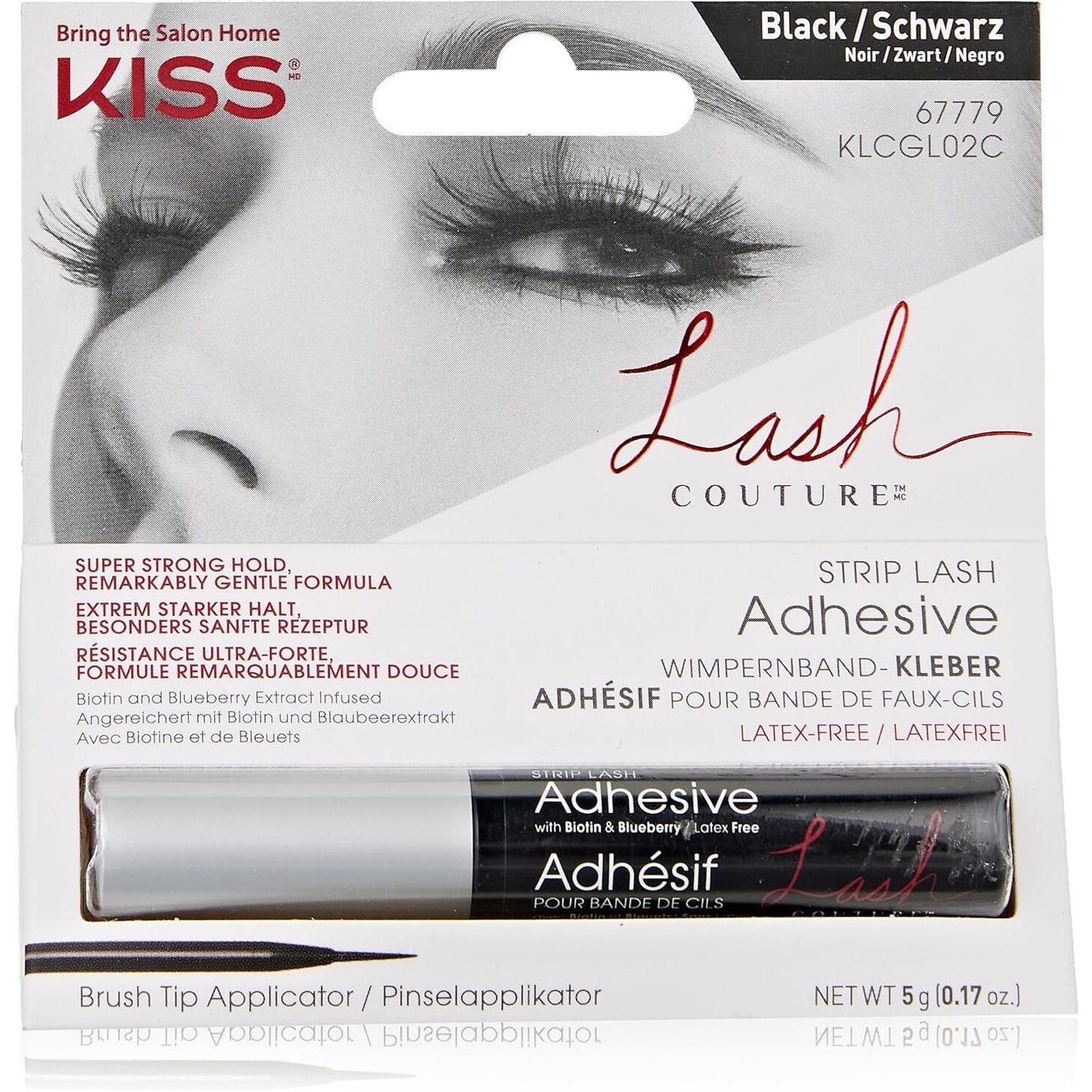 KISS Lash Couture, Lash Glue, Super Strong Strip Lash Adhesive, Black, Includes Lash Adhesive, Long Lasting Wear, Can Be Used with Strip Lashes and Lash Clusters