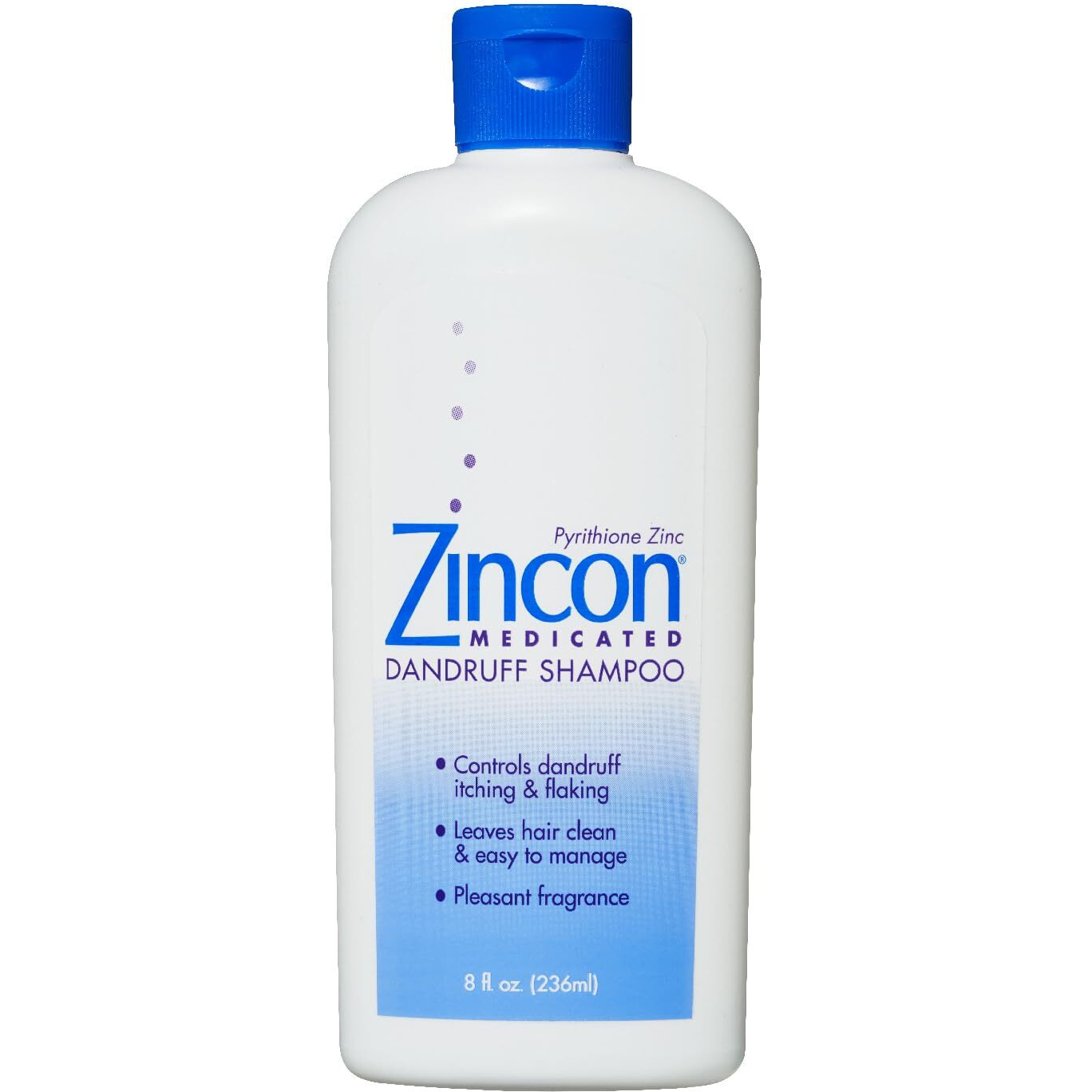 ZINCON Medicated Dandruff Shampoo, for Dry, Itchy Scalp Care & Anti-Dandruff with Immediate Soothing Relief - 8 Fl Oz