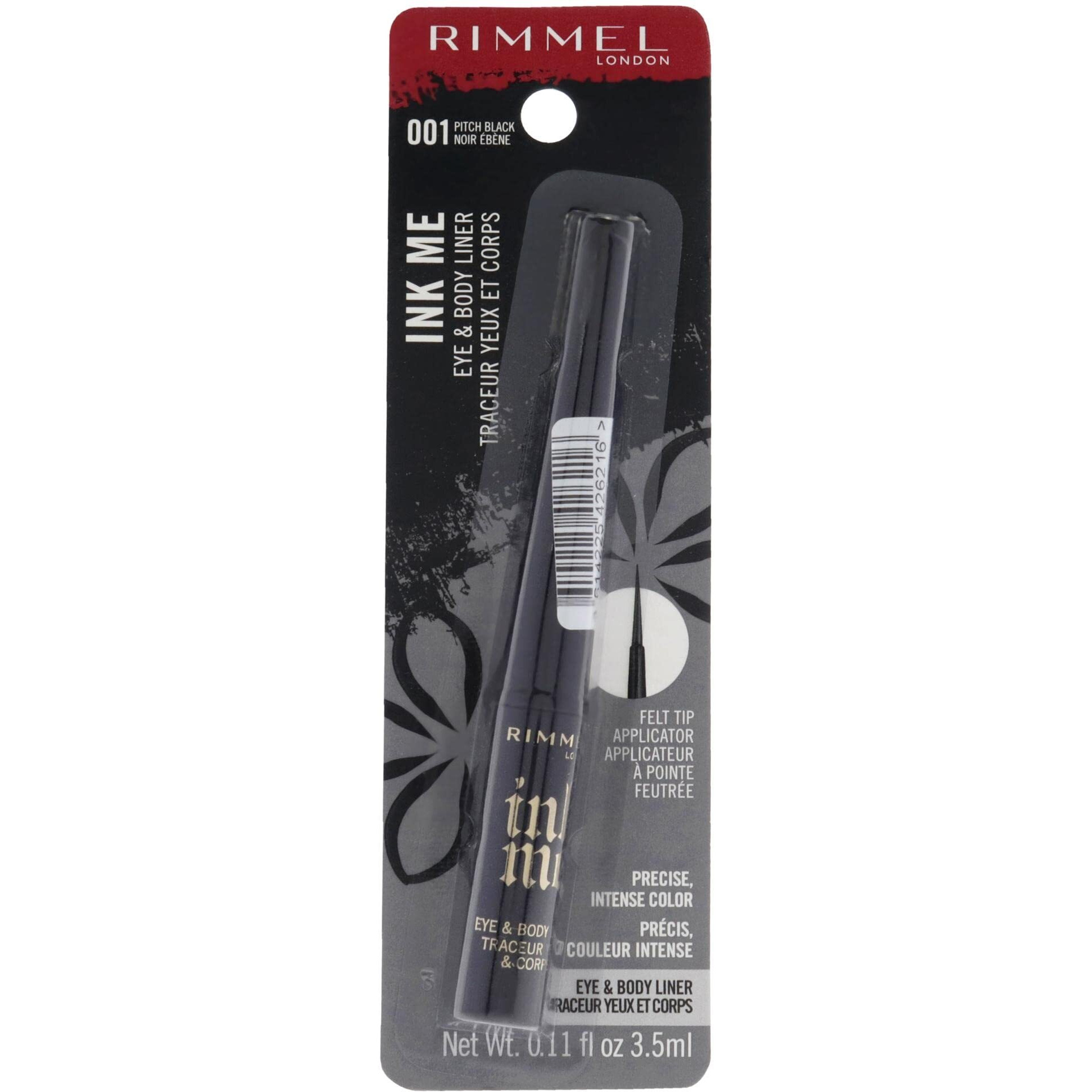 Ink Me Eyes and Body - 001 Pitch Black by Rimmel London for Women - 0.11 oz Eyeliner