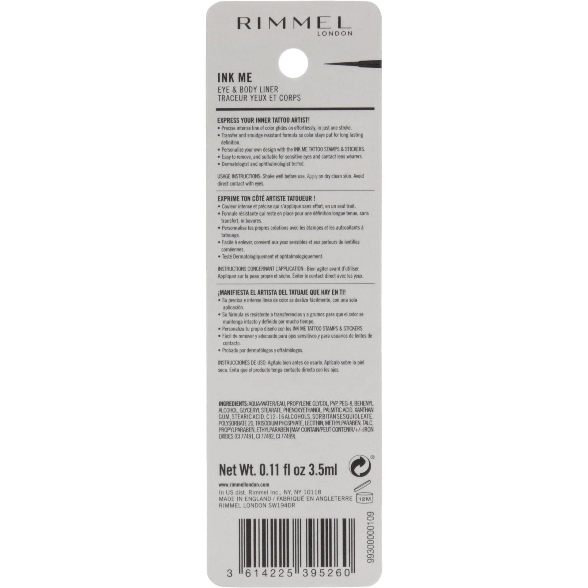 Ink Me Eyes and Body - 001 Pitch Black by Rimmel London for Women - 0.11 oz Eyeliner