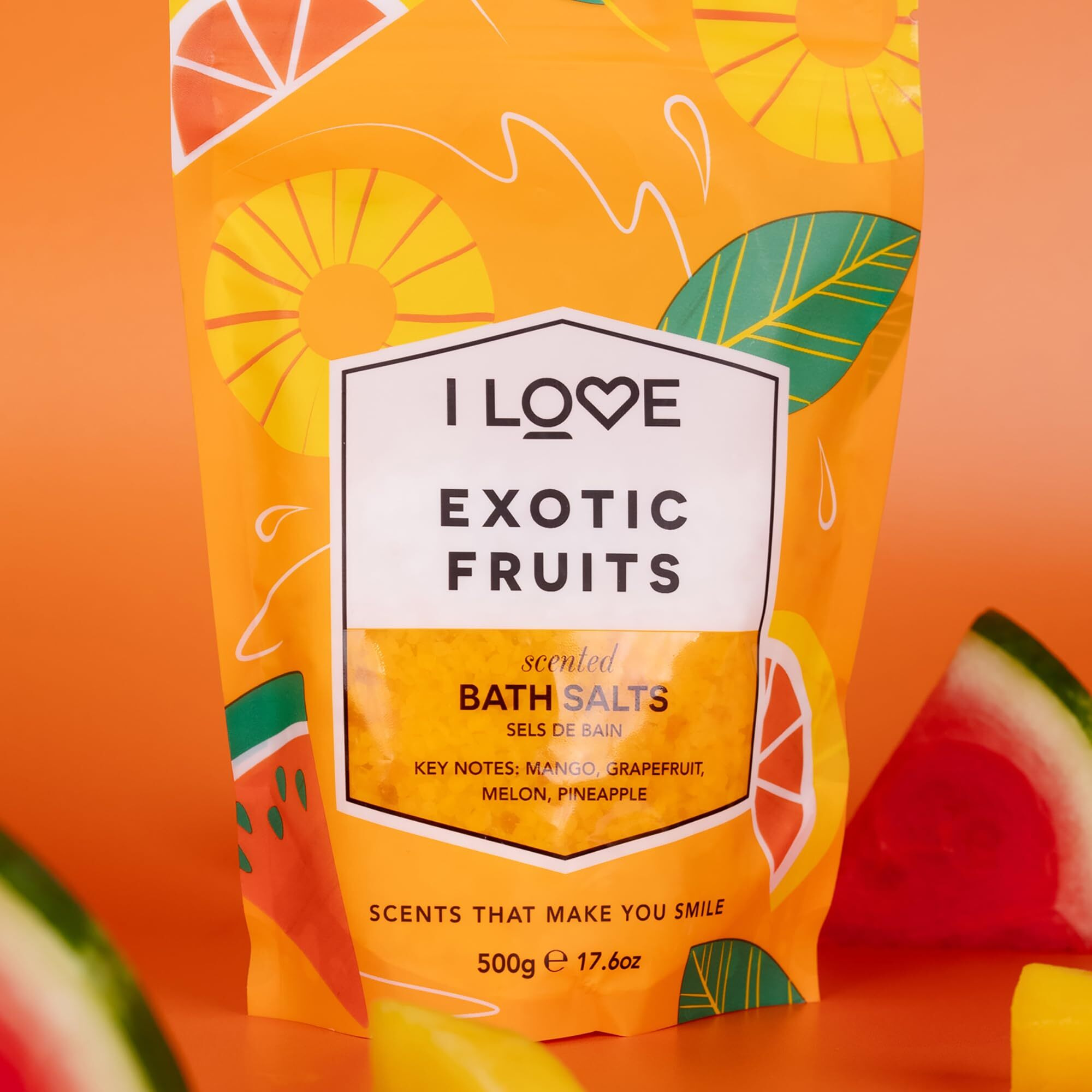 Scented Bath Salts - Exotic Fruit by I Love Cosmetics for Women - 17.6 oz Bath Salt