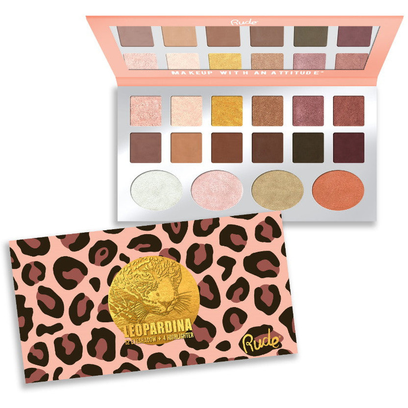 Leopardina Eyeshadow and Highlighter Palette by Rude Cosmetics for Women - 1.031 oz Makeup