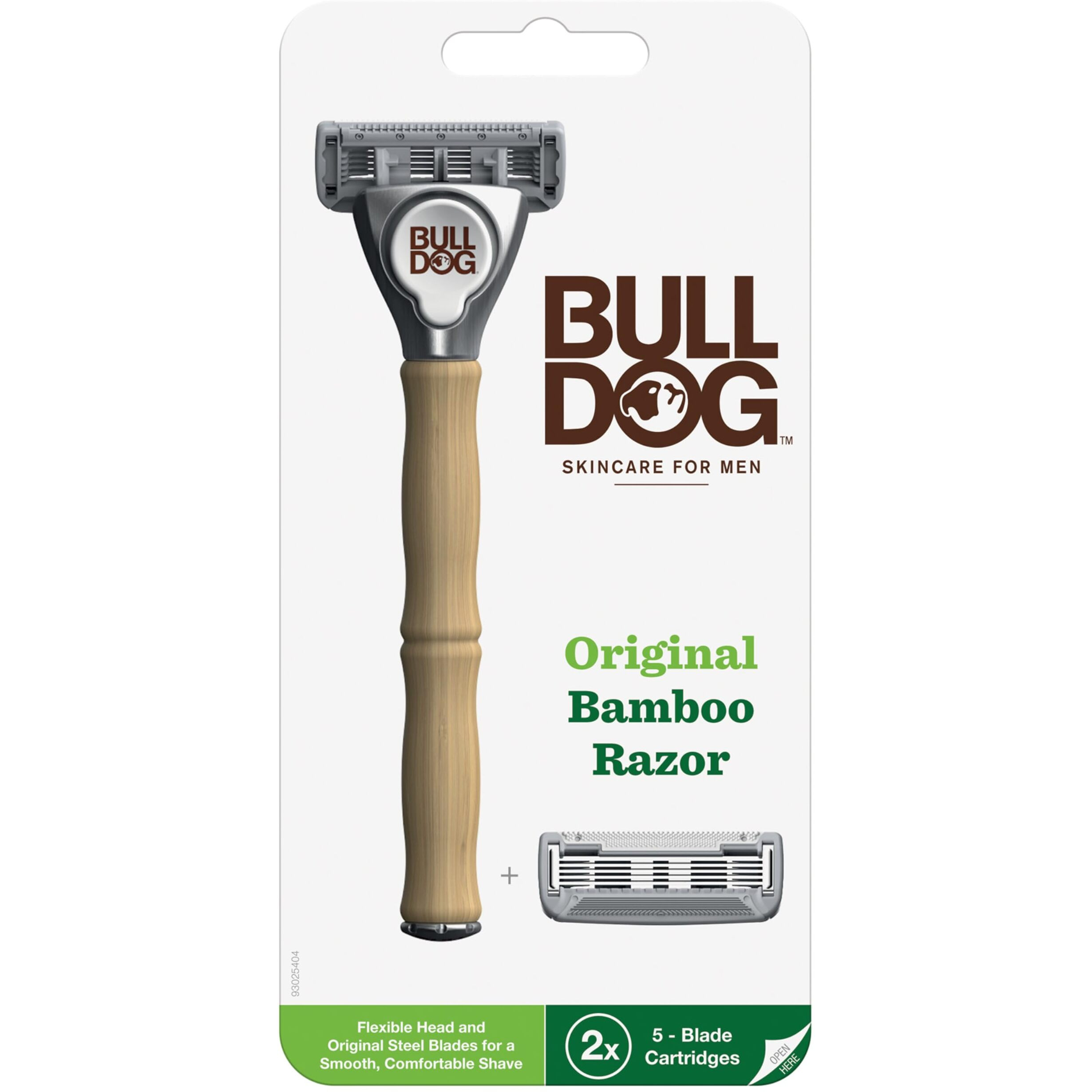 Bulldog Mens Skincare and Grooming Original Bamboo Razors for Men with a Natural Bamboo Razor Handle and 2 Razor Refills