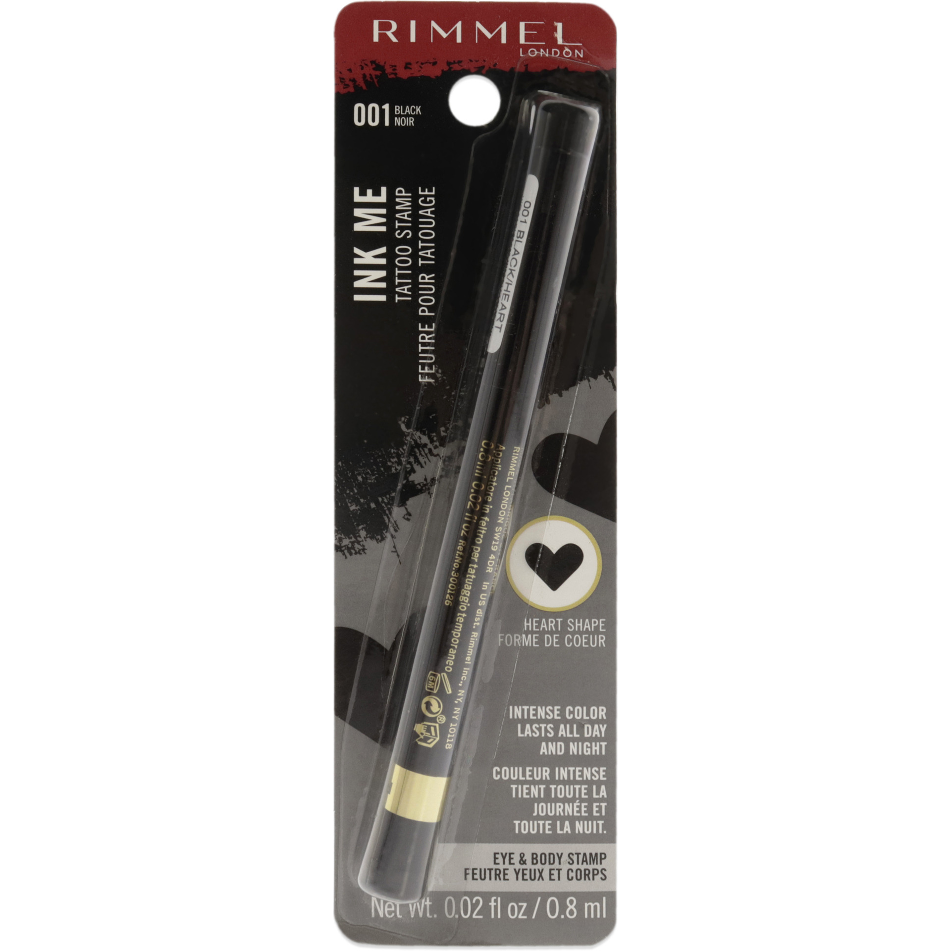Ink Me Tatto Stamp Eyes and Body - 001 Black Heart Shape by Rimmel London for Women - 0.02 oz Eyeliner