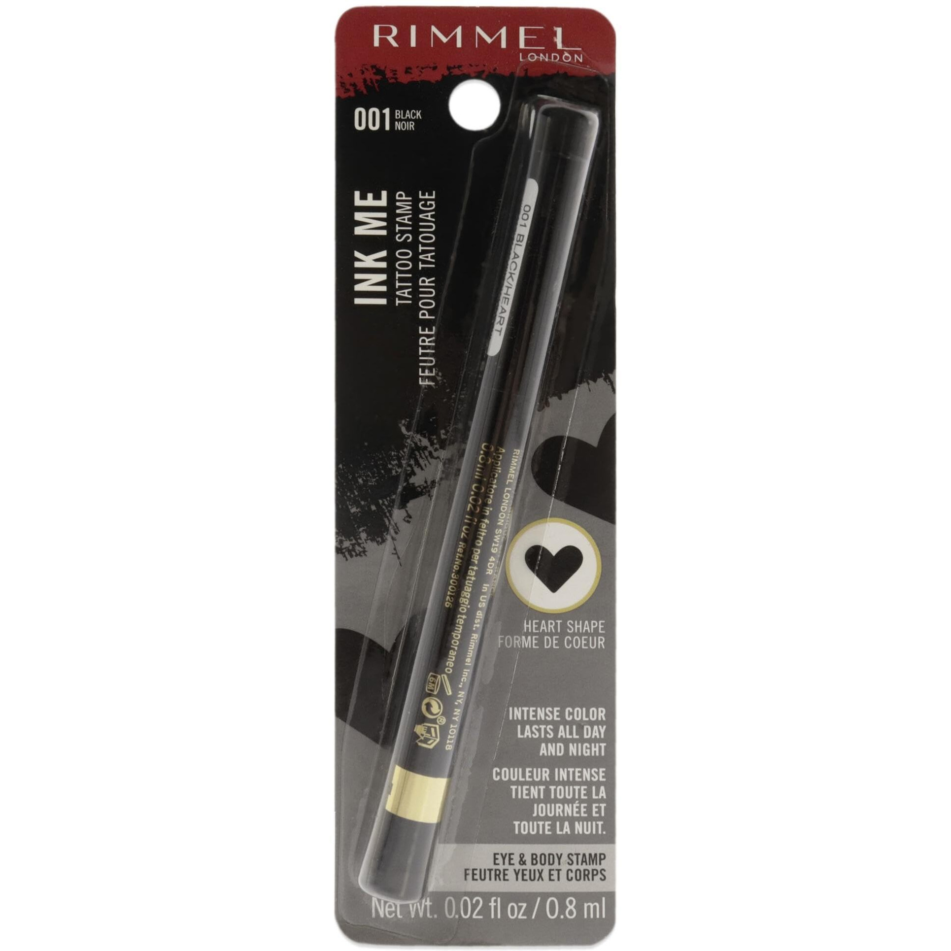 Ink Me Tatto Stamp Eyes and Body - 001 Black Heart Shape by Rimmel London for Women - 0.02 oz Eyeliner