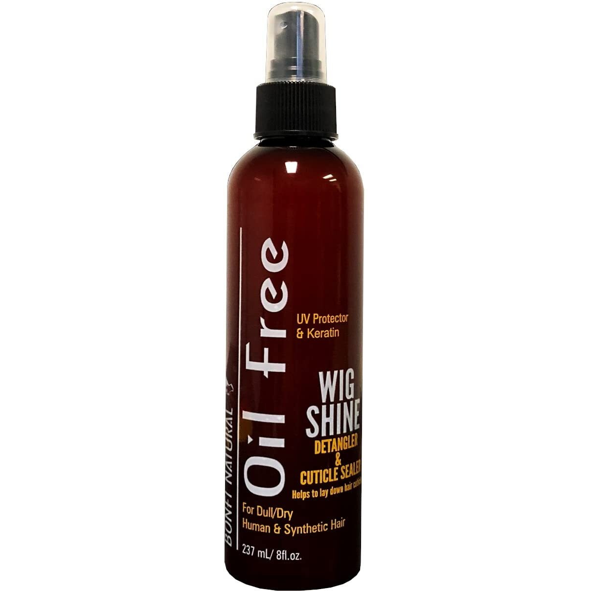 leebeauty.com Bonfi Natural Oil Free Wig Shine Detangler and Cuticle Sealer helps to lay down hair Cuticles UV Protector and Keratin For Dull/Dry human and synthetic hair (237 mL/ 8 Fl oz)