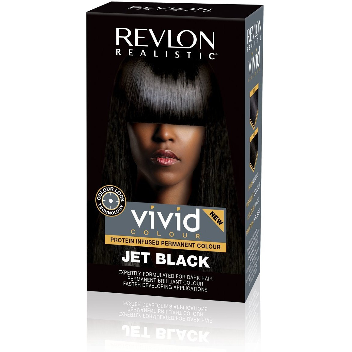 Revlon Realistic Vivid Colour Protein Infused Permanent Color Hair Dye with Color Lock Technology, Jet Black 110ml