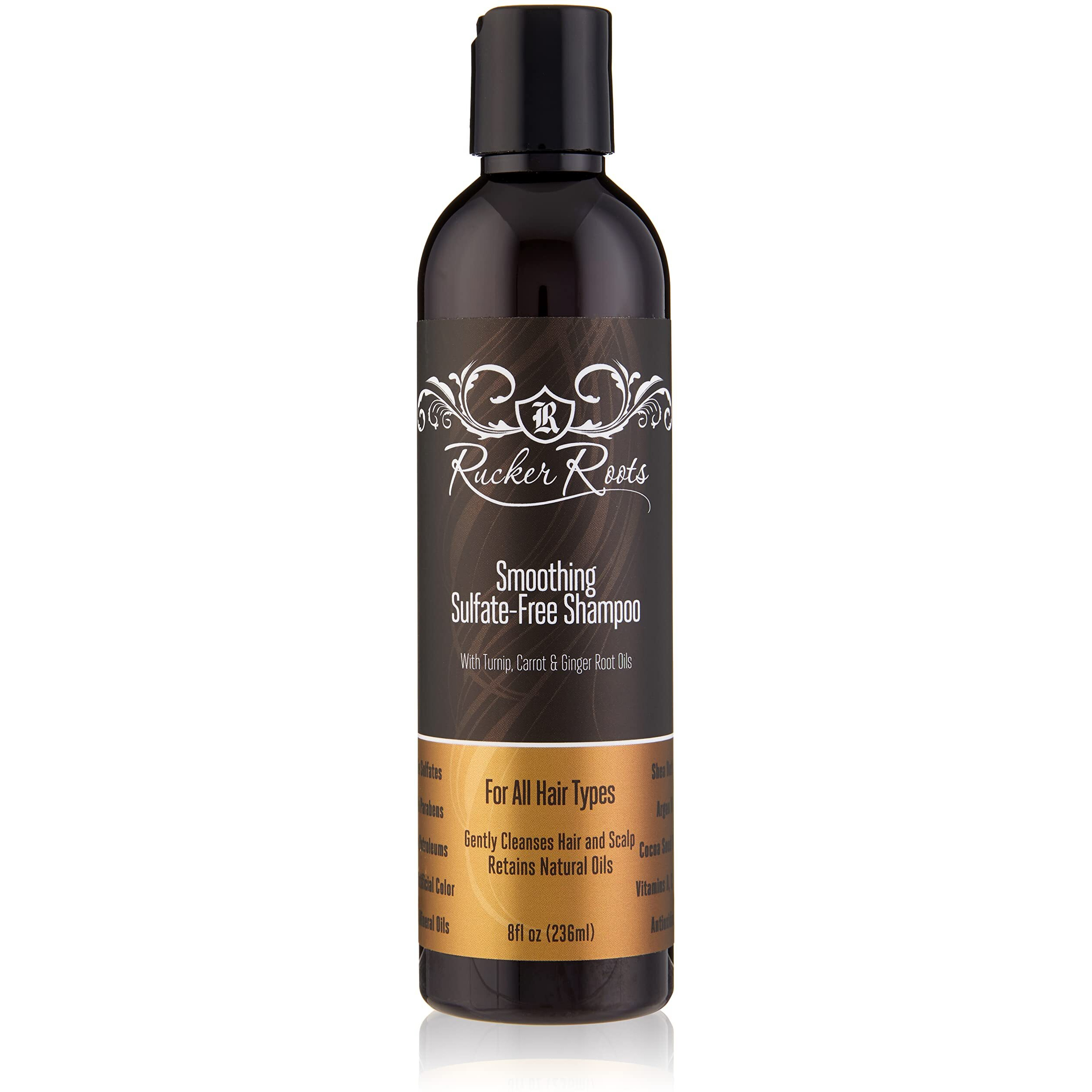 Rucker Roots Smoothing Sulfate Free Shampoo |Ginger, Turnip, Carrot Root Oils| For All Hair Types| Gentle Cleanser| Shea Butter| Argan Oil| Cocoa Seed Butter| Antioxidants