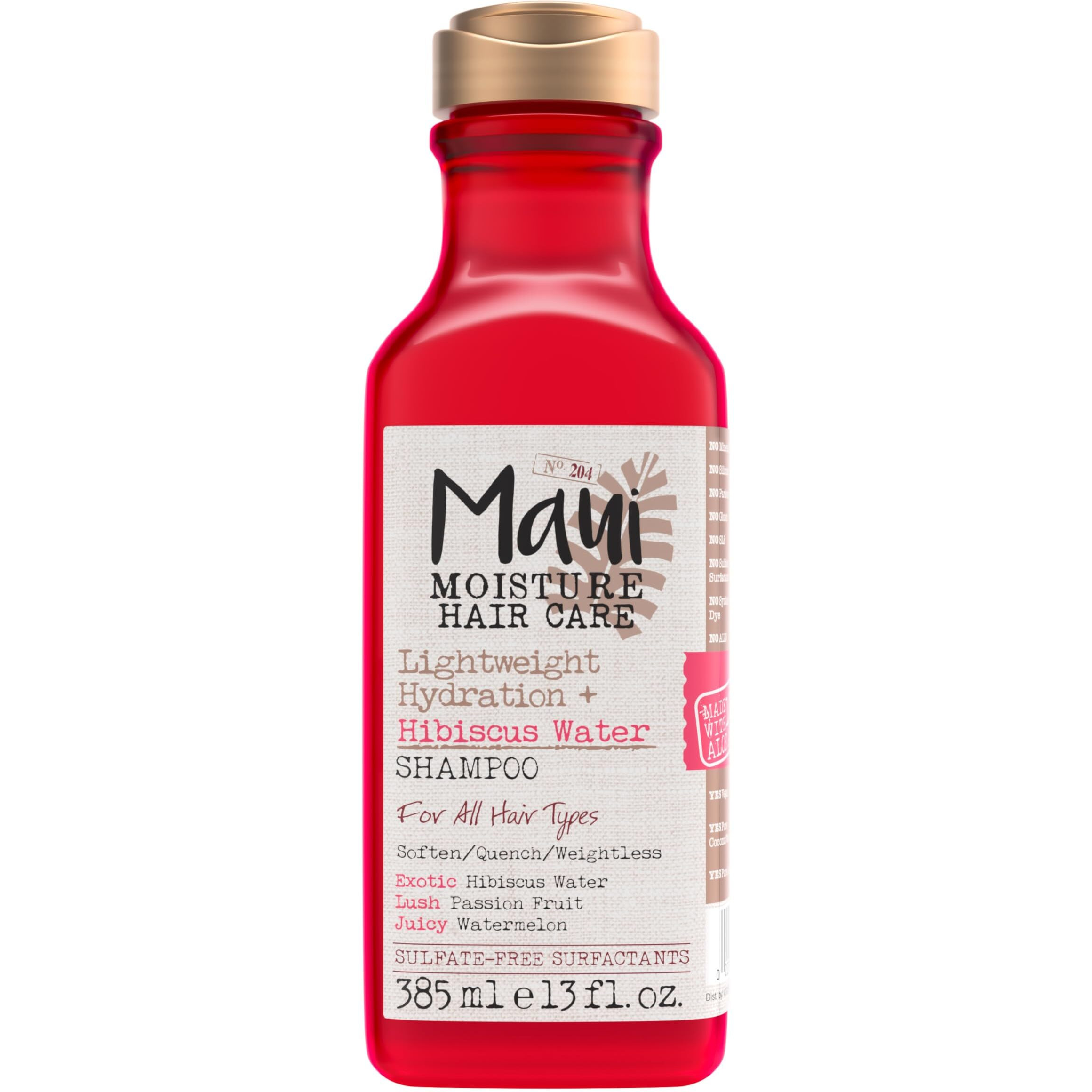 Maui Moisture Lightweight Hydration + Hibiscus Water Shampoo for Daily Moisture, No Sulfates, 13 fl oz