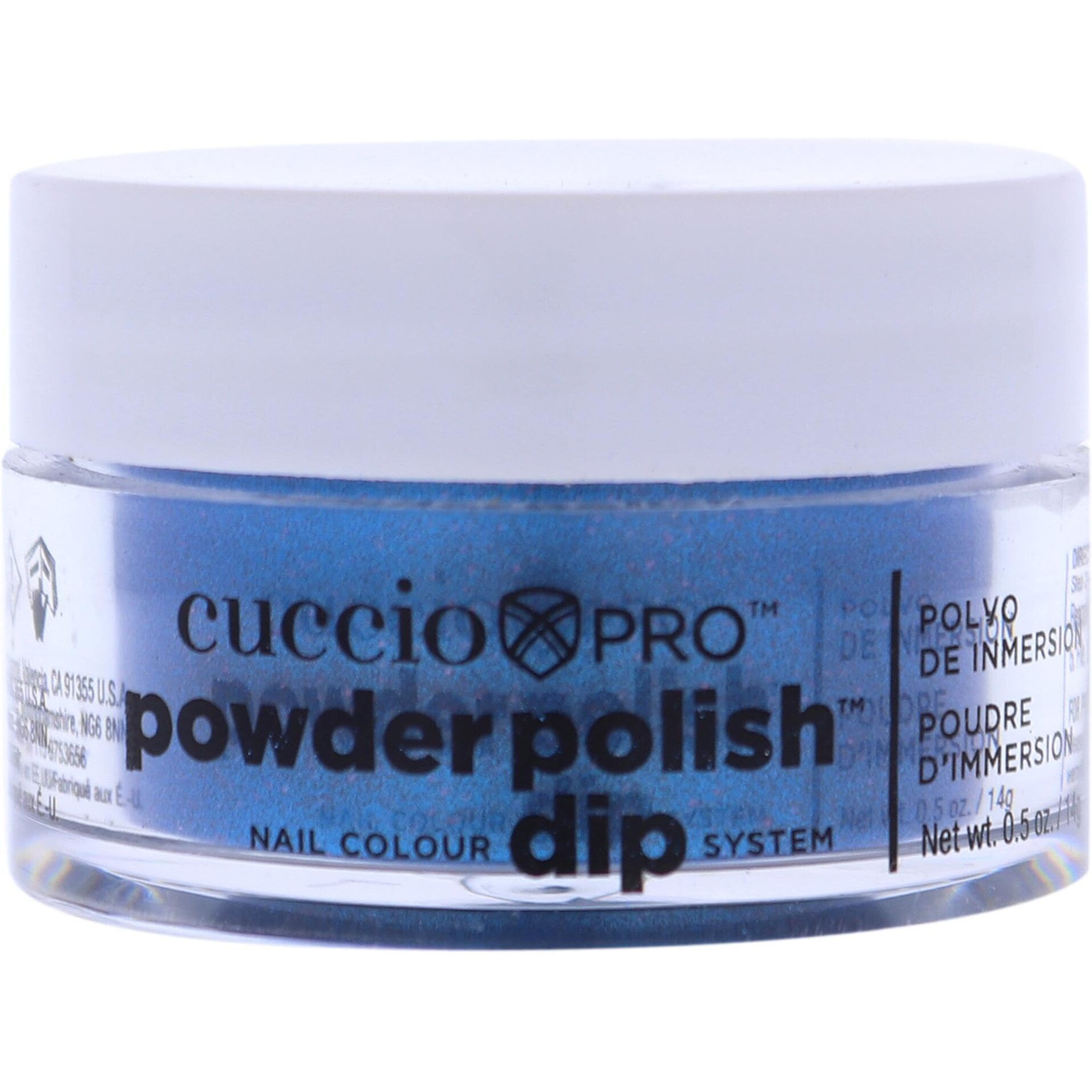 Pro Powder Polish Nail Colour Dip System - Blue With Pink Glitter by Cuccio Colour for Women - 0.5 oz Nail Powder