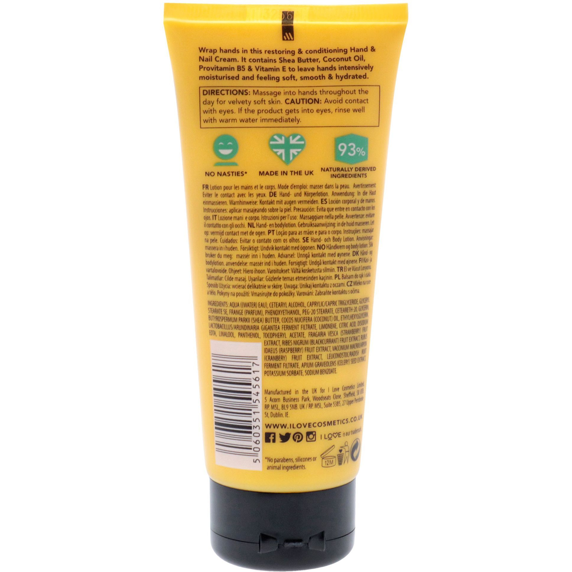 Scented Hand and Nail Cream - Exotic Fruit by I Love Cosmetics for Women - 3.4 oz Cream