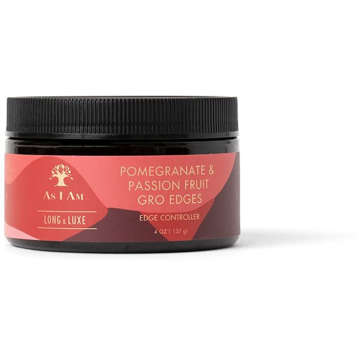 As I Am Long and Luxe Groedge Edge Controller 4oz - Rejuvenates, Strengthens Hair Line - Long Lasting Hold, Flake Free - Enriched with Pomegranate, Passion Fruit