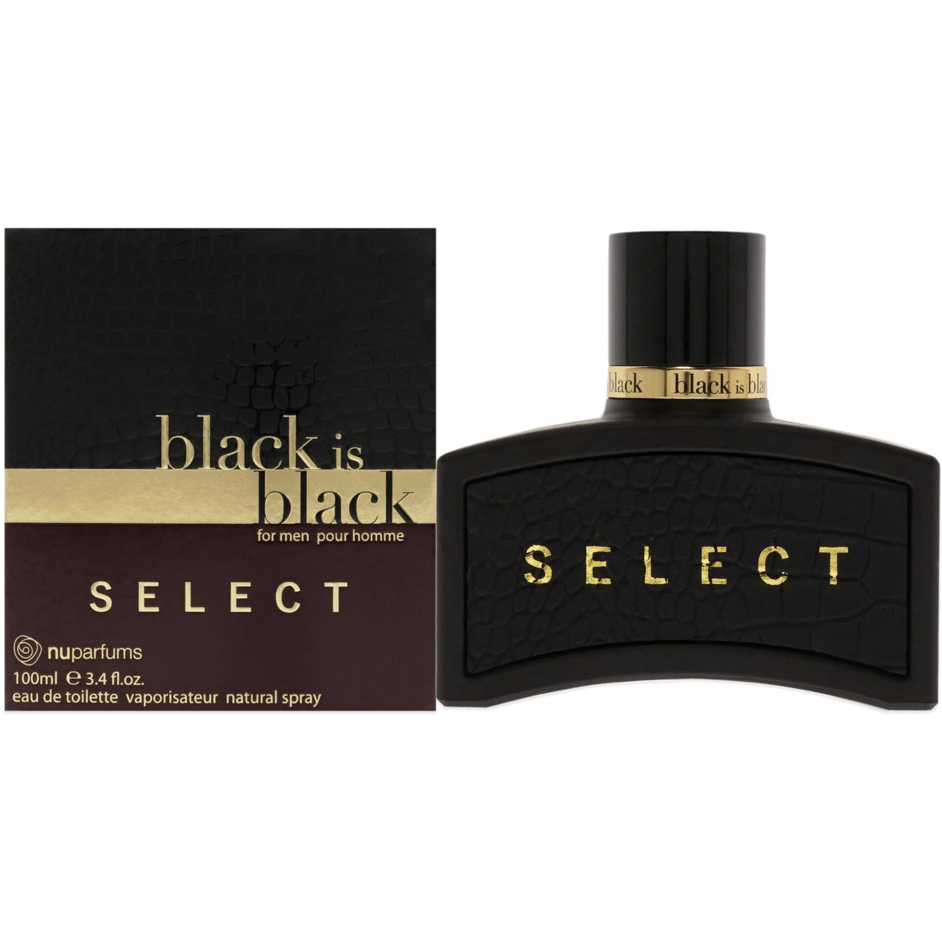 Black is Black Select by NuParfums, 3.4 oz Eau De Toilette Spray for Men