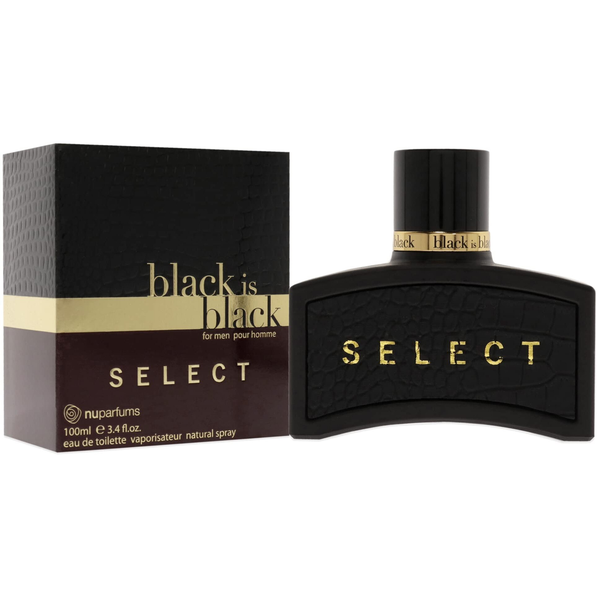 Black is Black Select by NuParfums, 3.4 oz Eau De Toilette Spray for Men