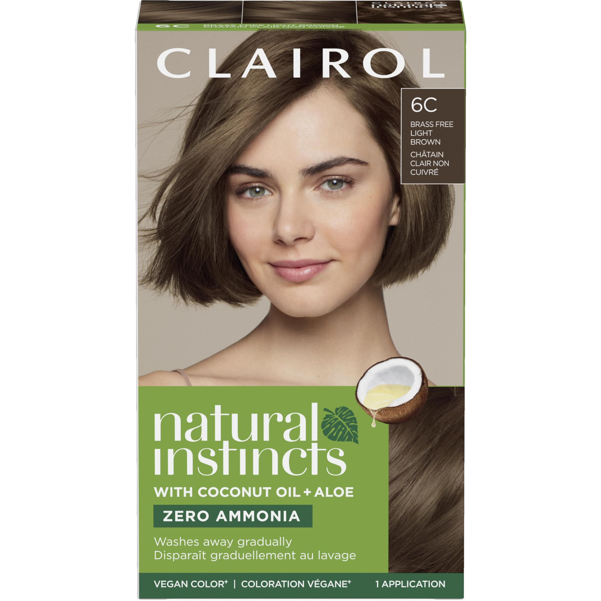 Clairol Natural Instincts Demi-Permanent Hair Dye, 6C Light Brown Hair Color, Pack of 1