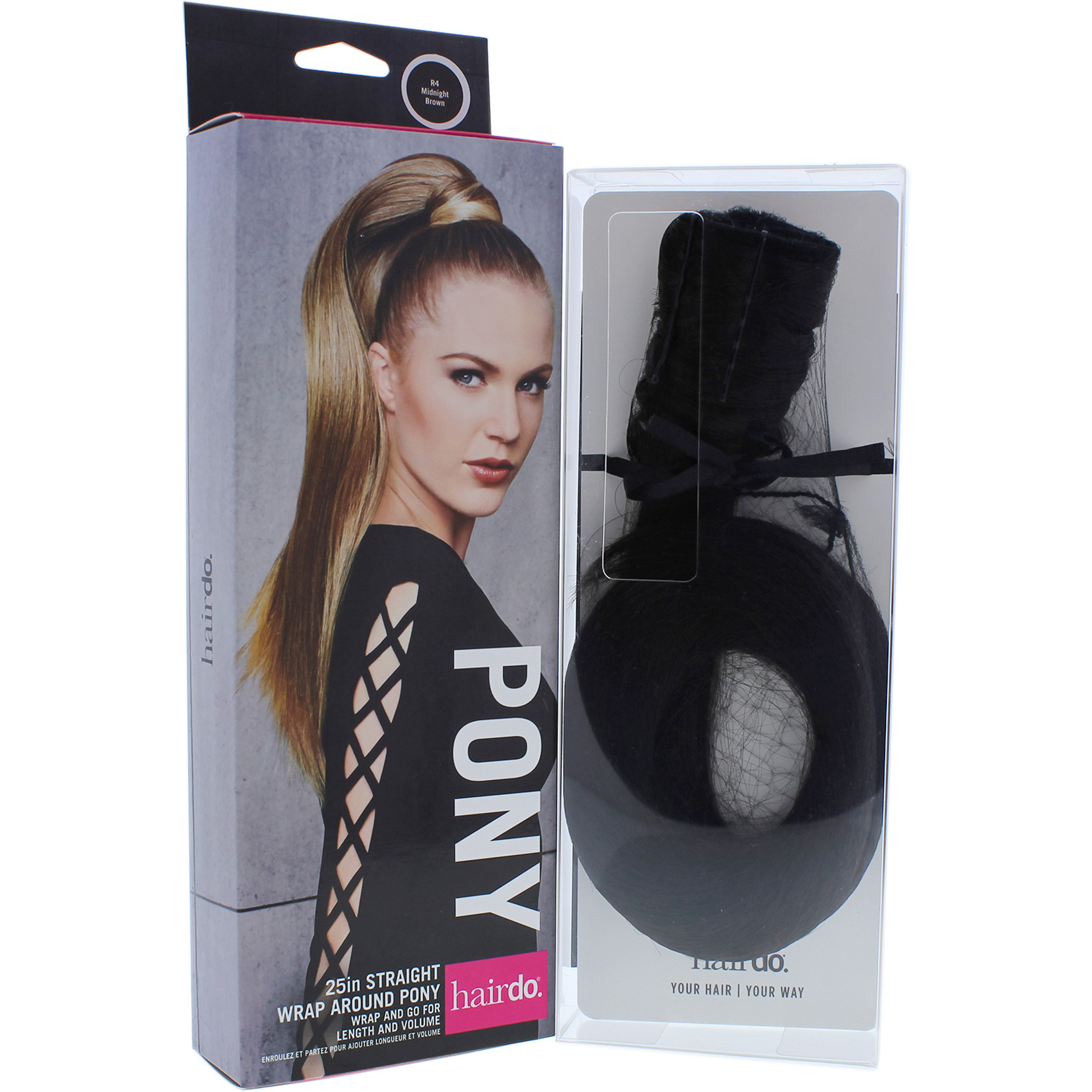 Straight Wrap Around Pony - R4 Midnight Brown by Hairdo for Women - 25 Inch Hair Extension