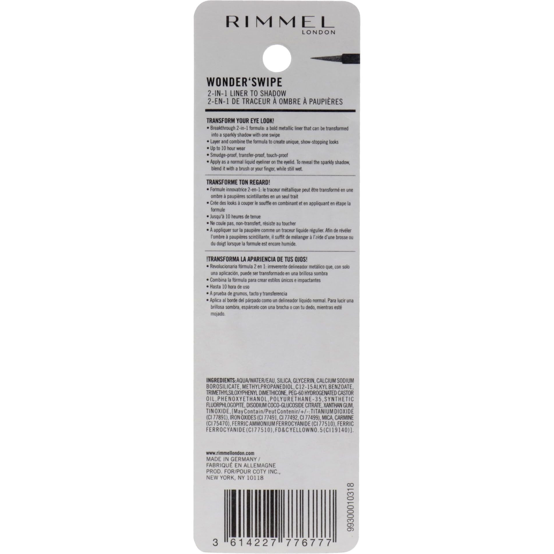 Wonder Swipe 2-in-1 Liner to Shadow - 012 Kha-Ching by Rimmel London for Women - 0.058 oz Eyeliner