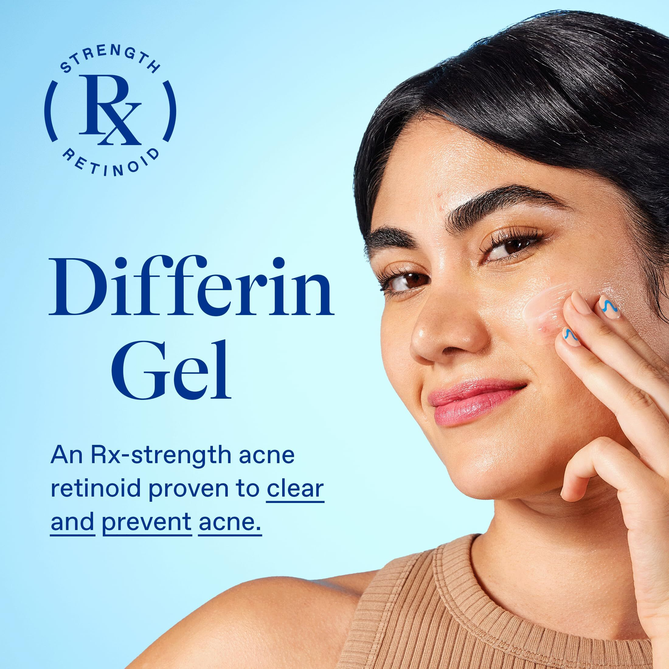 Differin Acne Treatment Gel, 30 Day Supply, Retinoid Treatment for Face with 0.1% Adapalene, Gentle Skin Care for Acne Prone Sensitive Skin, 15g Tube