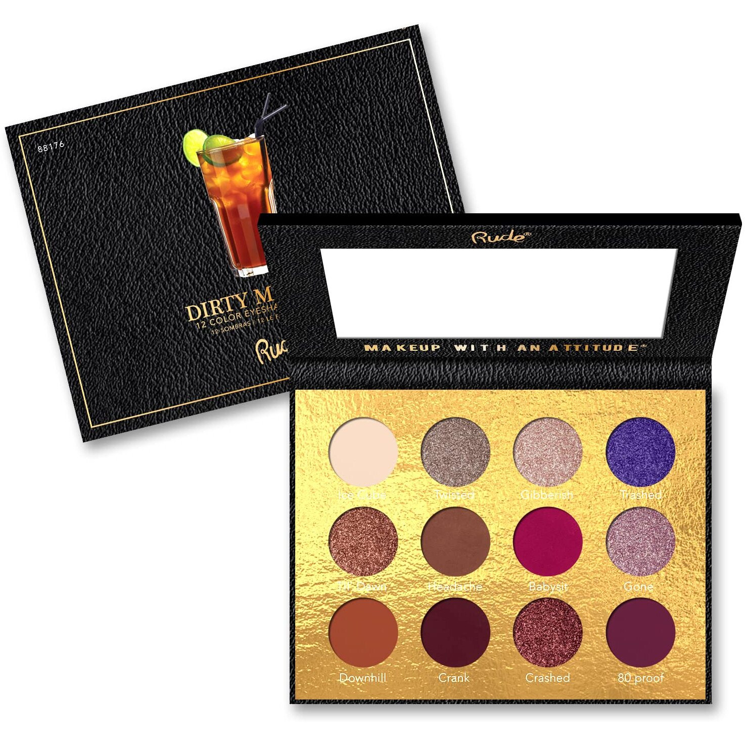 RUDE cocktail Party 12 color Eyeshadow Palette(D0102H2B7Rg)
