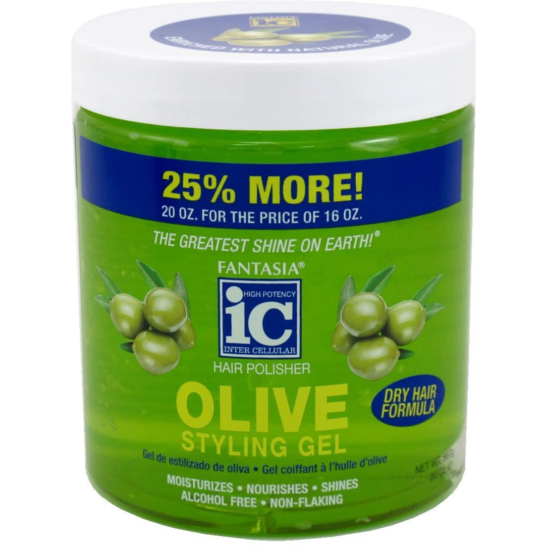 Fantasia Gel Bonus Olive Oil Dry Hair Formula Styling Gel, 20 Ounce