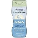 Coppertone Pure and Simple Zinc Oxide Mineral Sunscreen Lotion SPF 50, Body Sunscreen, Water Resistant, Broad Spectrum SPF 50 Sunscreen for Sensitive Skin, 6 Fl Oz Bottle