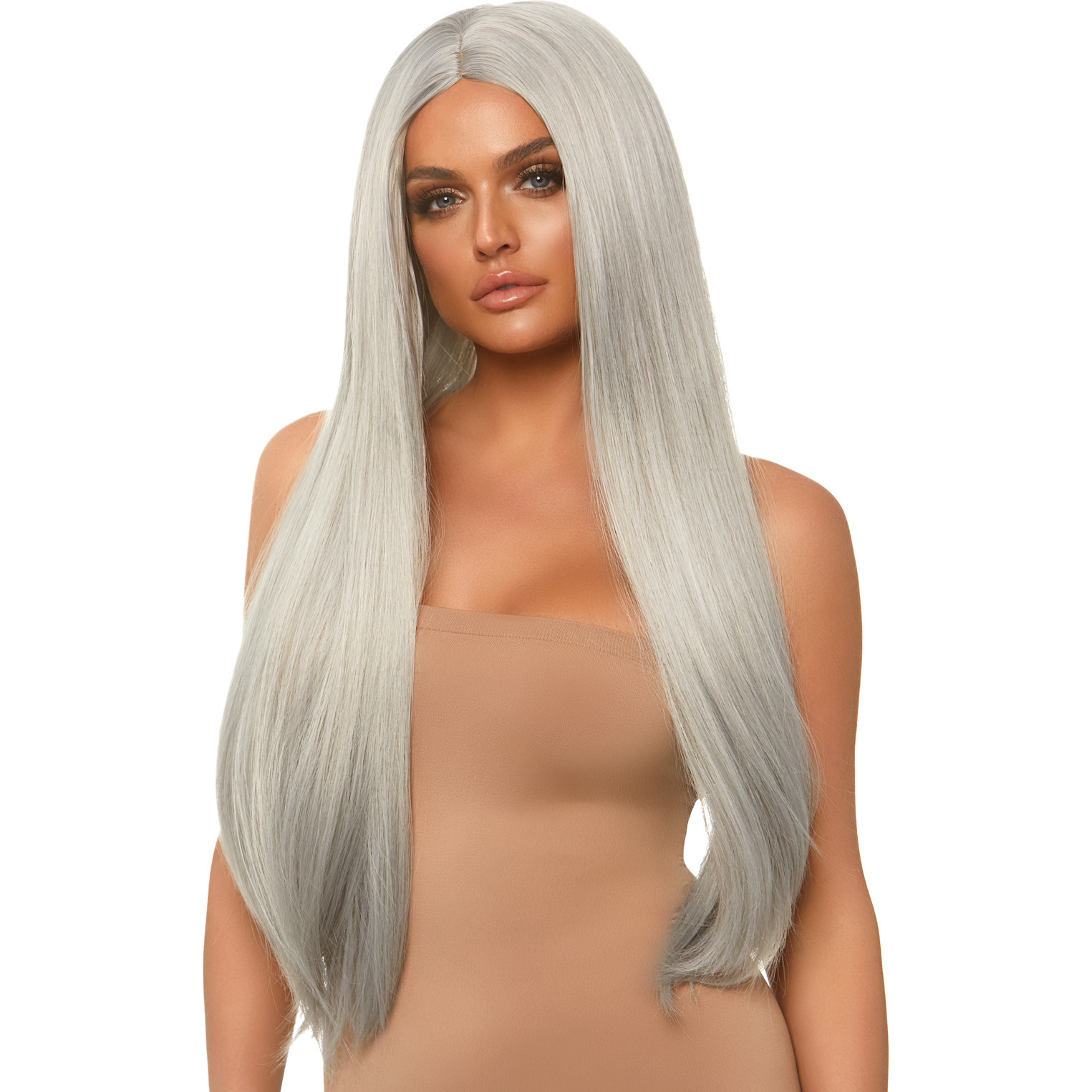 33" Long straight center part wig.