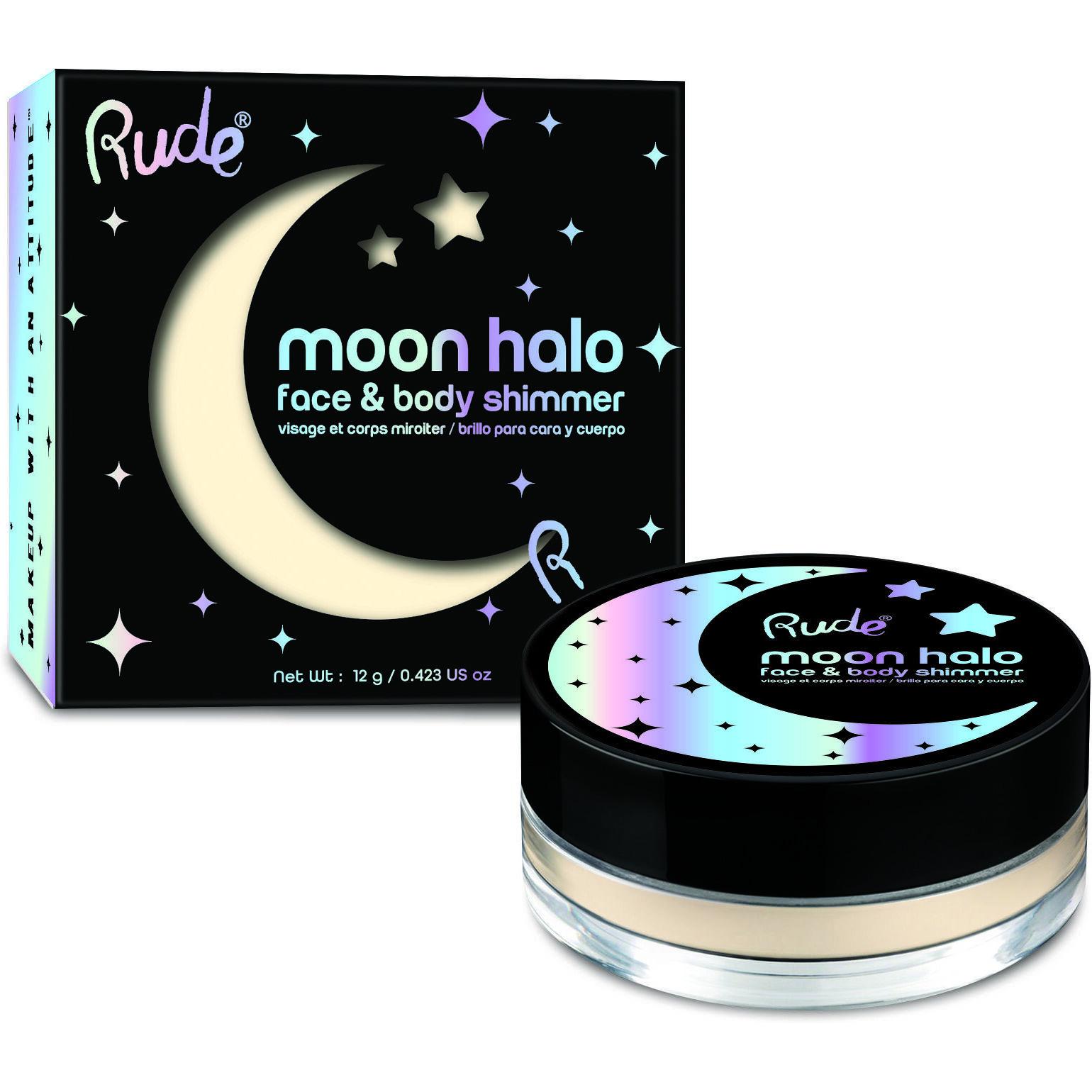 RUDE Moon Halo Face & Body Shimmer