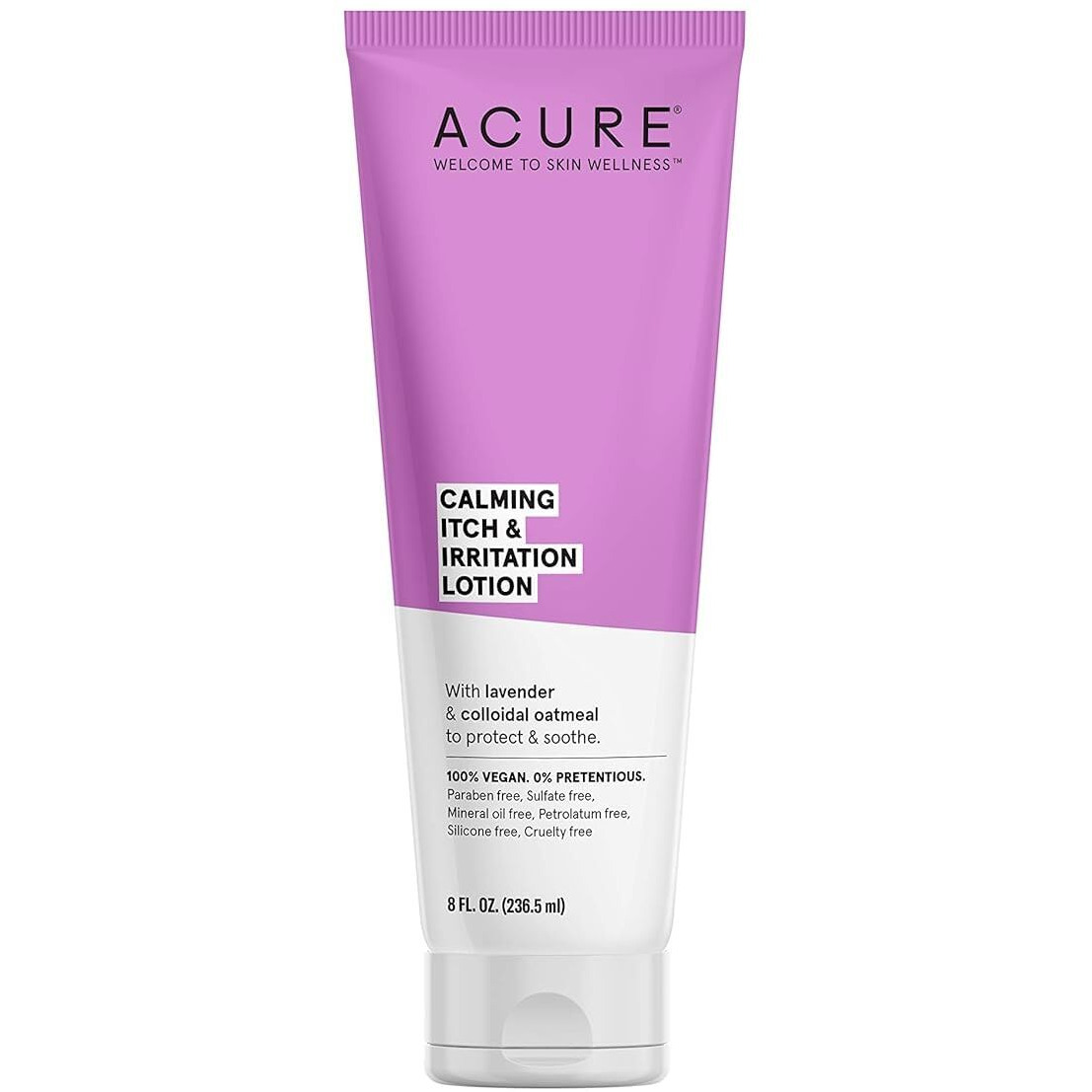 ACURE Calming Itch & Irritation Lotion - Moisturizing Lotion with Colloidal Oatmeal, Cocoa, Shea Butter Blend - Soothing Relief Cream with Lavender Aroma for Irritated Dry Skin - 100% Vegan - 8 Fl Oz