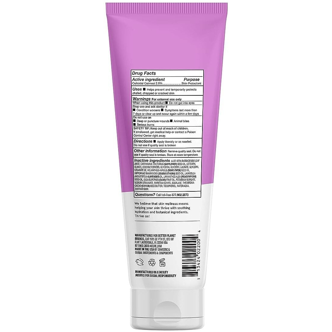 ACURE Calming Itch & Irritation Lotion - Moisturizing Lotion with Colloidal Oatmeal, Cocoa, Shea Butter Blend - Soothing Relief Cream with Lavender Aroma for Irritated Dry Skin - 100% Vegan - 8 Fl Oz