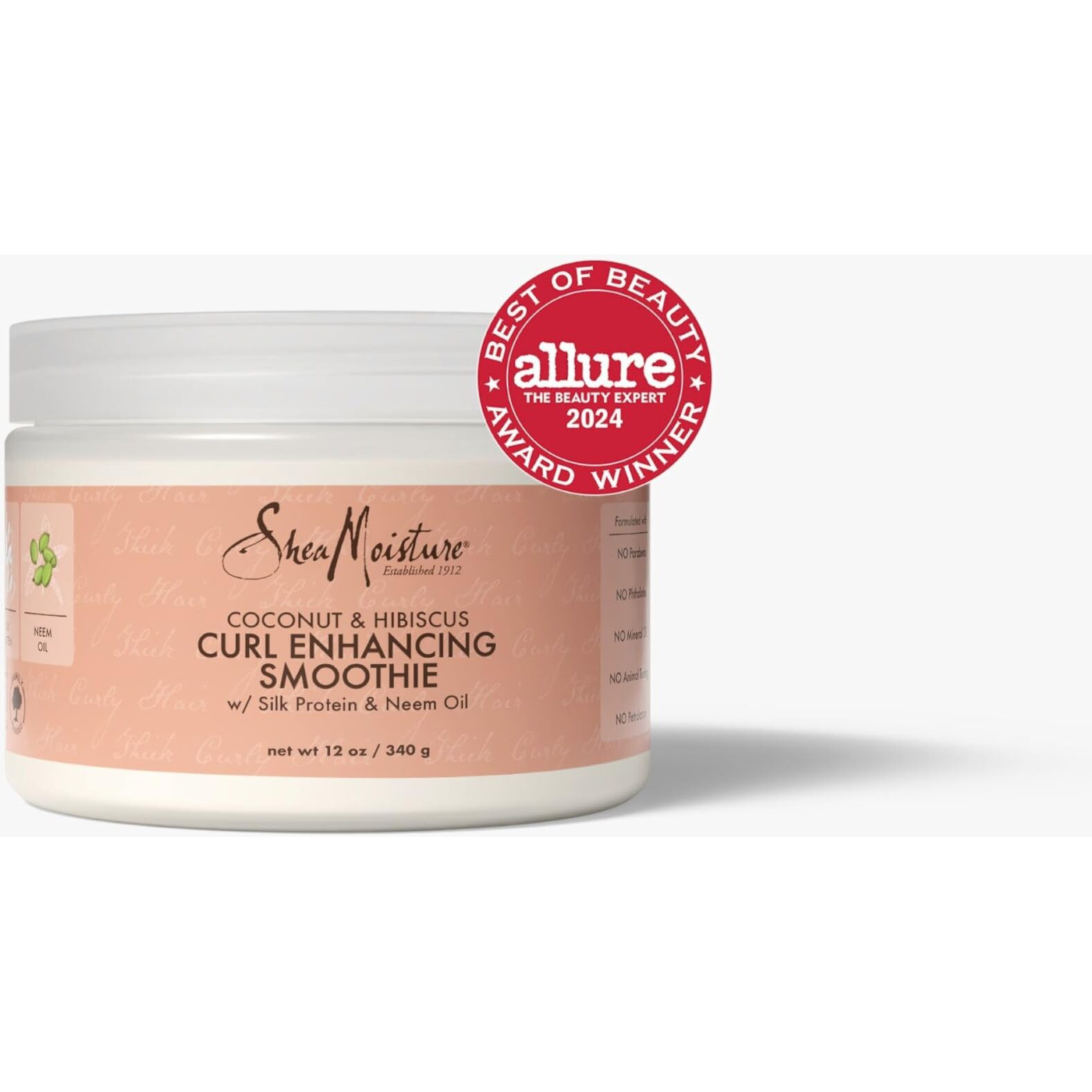 SheaMoisture Smoothie Curl Enhancing Cream for Thick, Curly Hair Coconut and Hibiscus Sulfate and Paraben Free 12 oz
