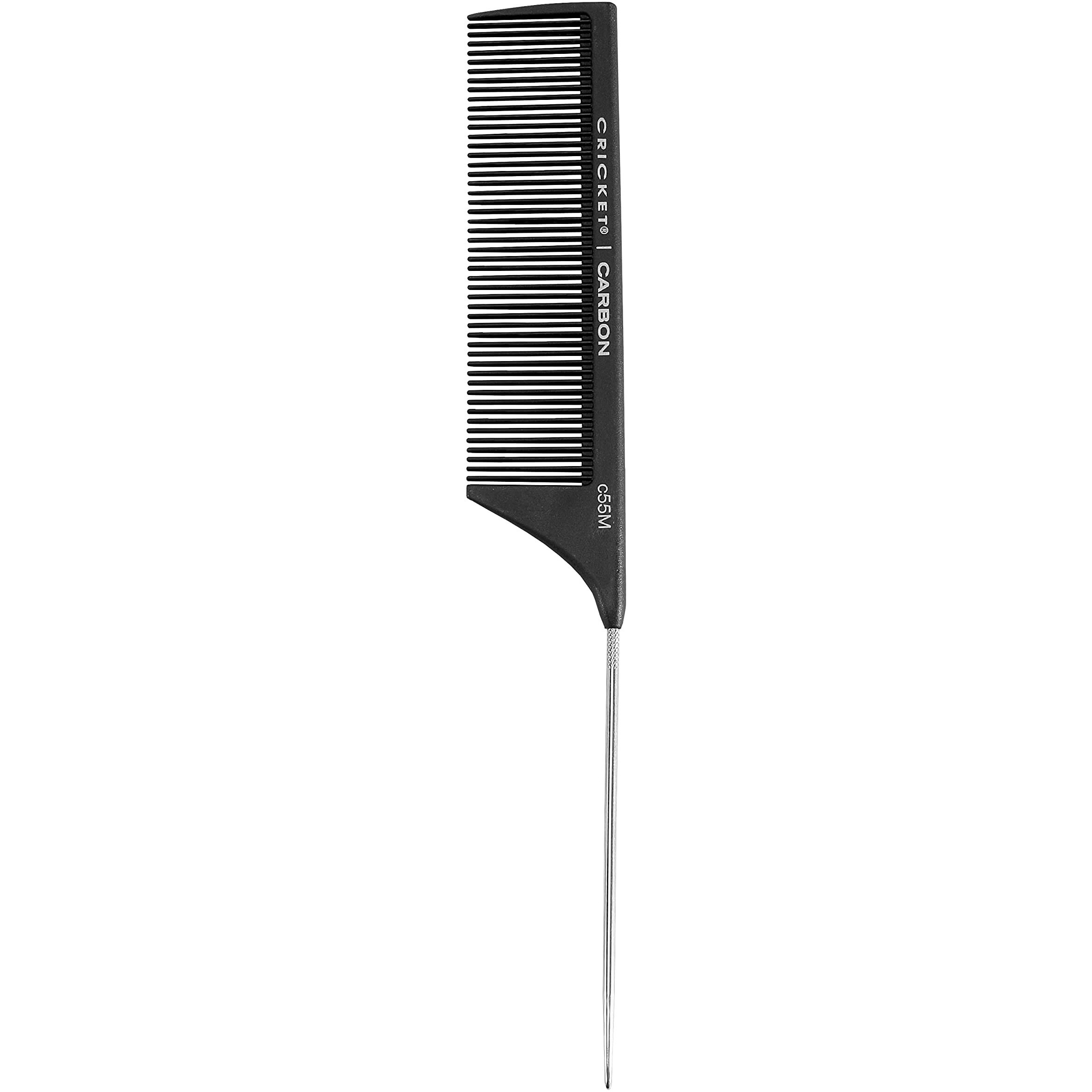 Carbon Comb Seamless Medium Tooth Pattern Metal Rattail - C55M by Cricket for Unisex - 1 Pc Comb
